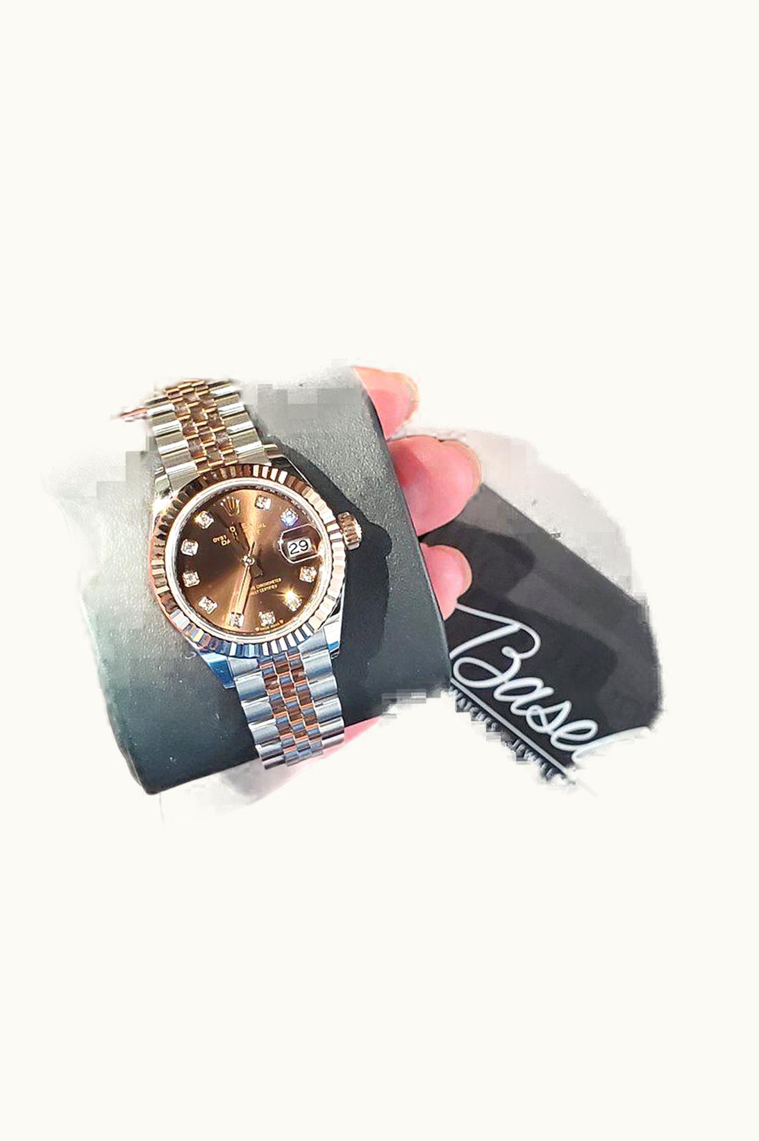 Rolex Lady-Datejust 28 Rolesor Rose Domed / Oyster / Chocolate Roman