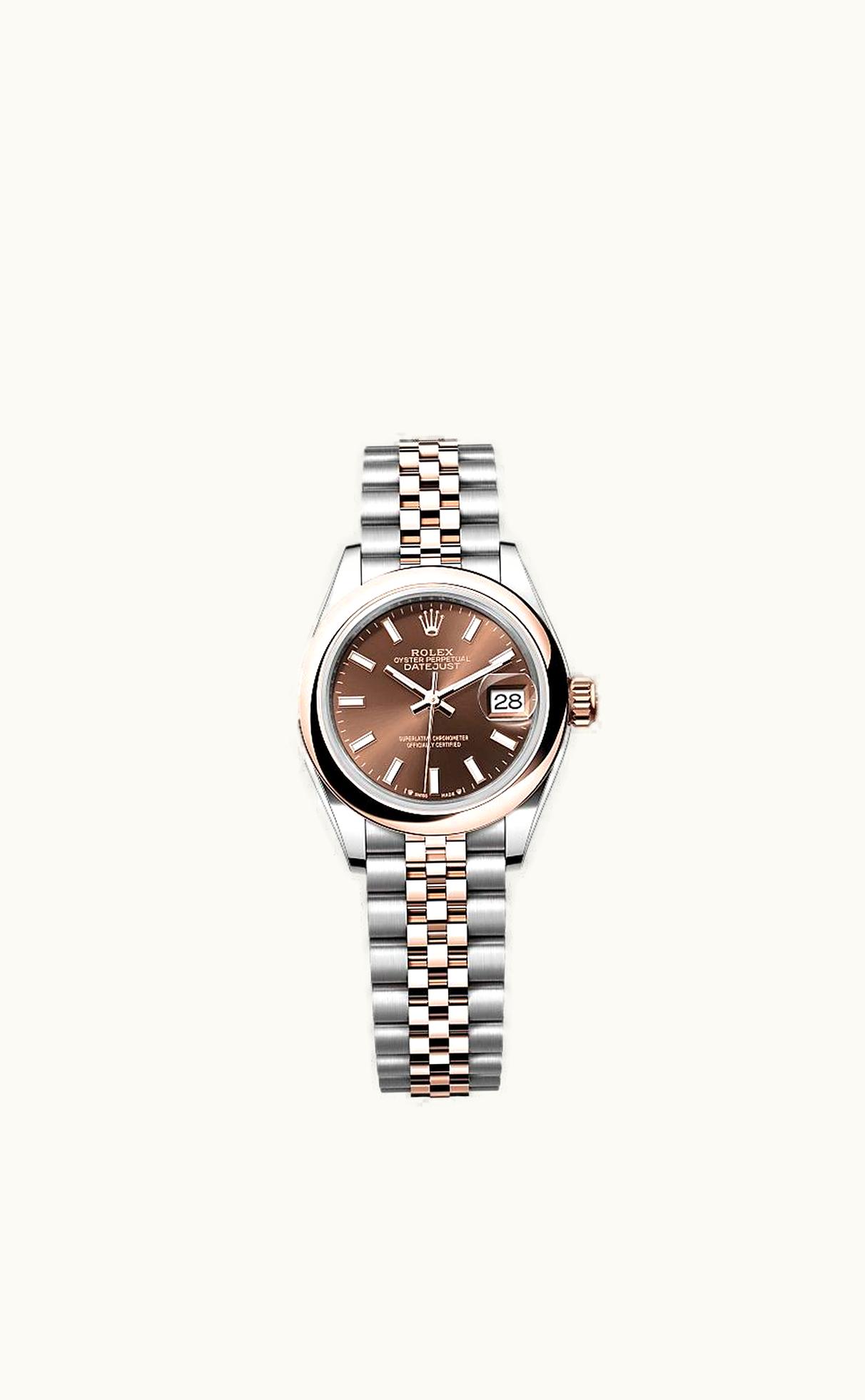 Rolex Lady-Datejust 28 Rolesor Rose Domed / Jubilee / Chocolate