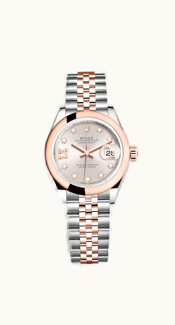 Rolex Lady-Datejust 28 Rolesor Rose Domed / Jubilee / Sundust Diamond