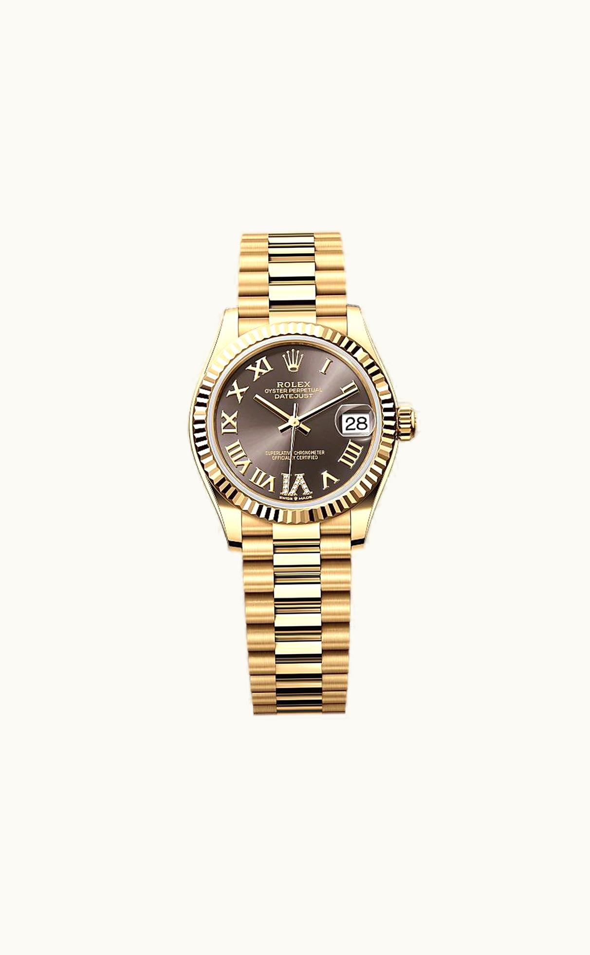 Rolex Lady-Datejust 28 Rolesor Yellow Domed / Jubilee / Champagne Roman