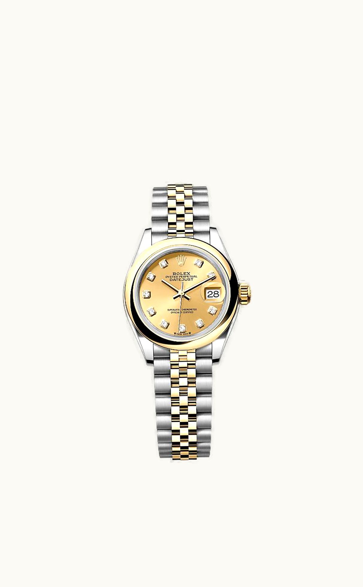 Rolex Lady-Datejust 28 Rolesor Yellow Domed / Jubilee / Champagne Diamond