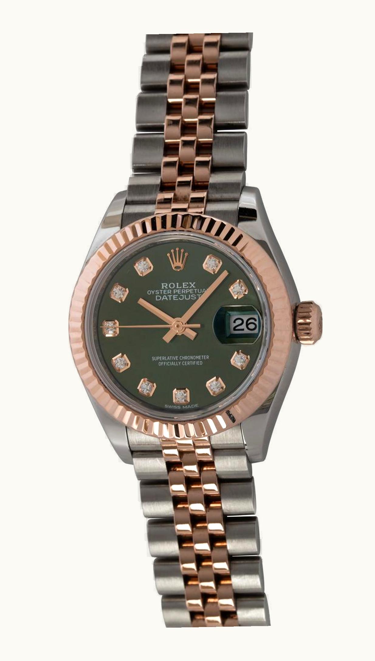 Rolex Lady-Datejust 28 Rolesor Rose Fluted / Jubilee / Chocolate