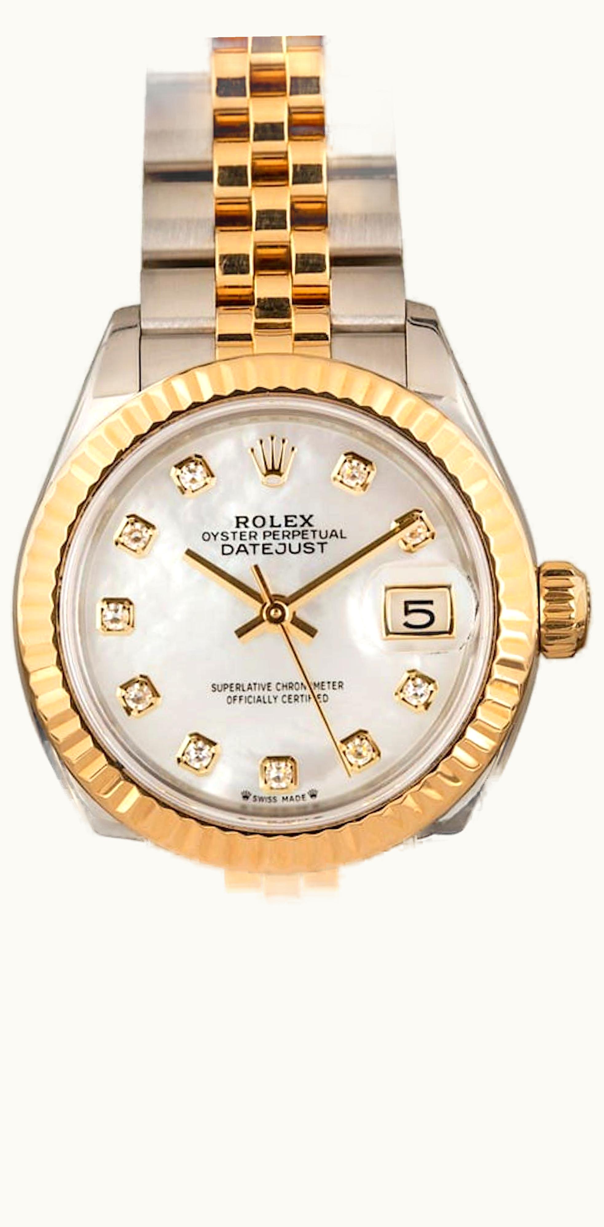 Rolex Lady-Datejust 28 Rolesor Yellow Domed / Oyster / Champagne Diamond