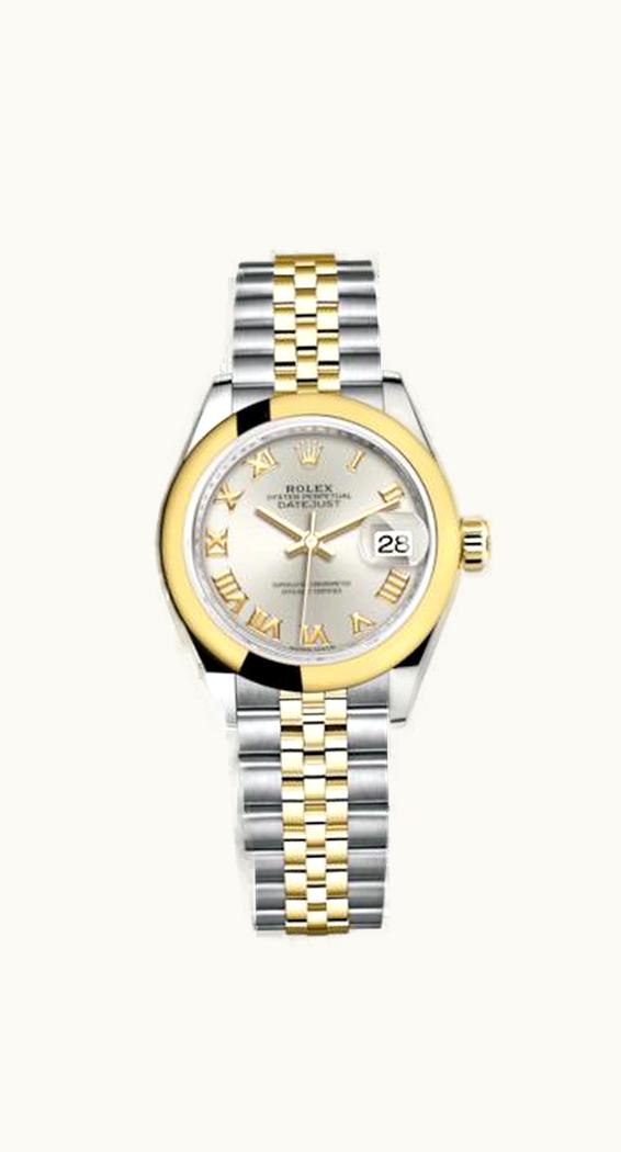 Rolex Lady-Datejust 28 Rolesor Yellow Domed / Jubilee / Silver Roman