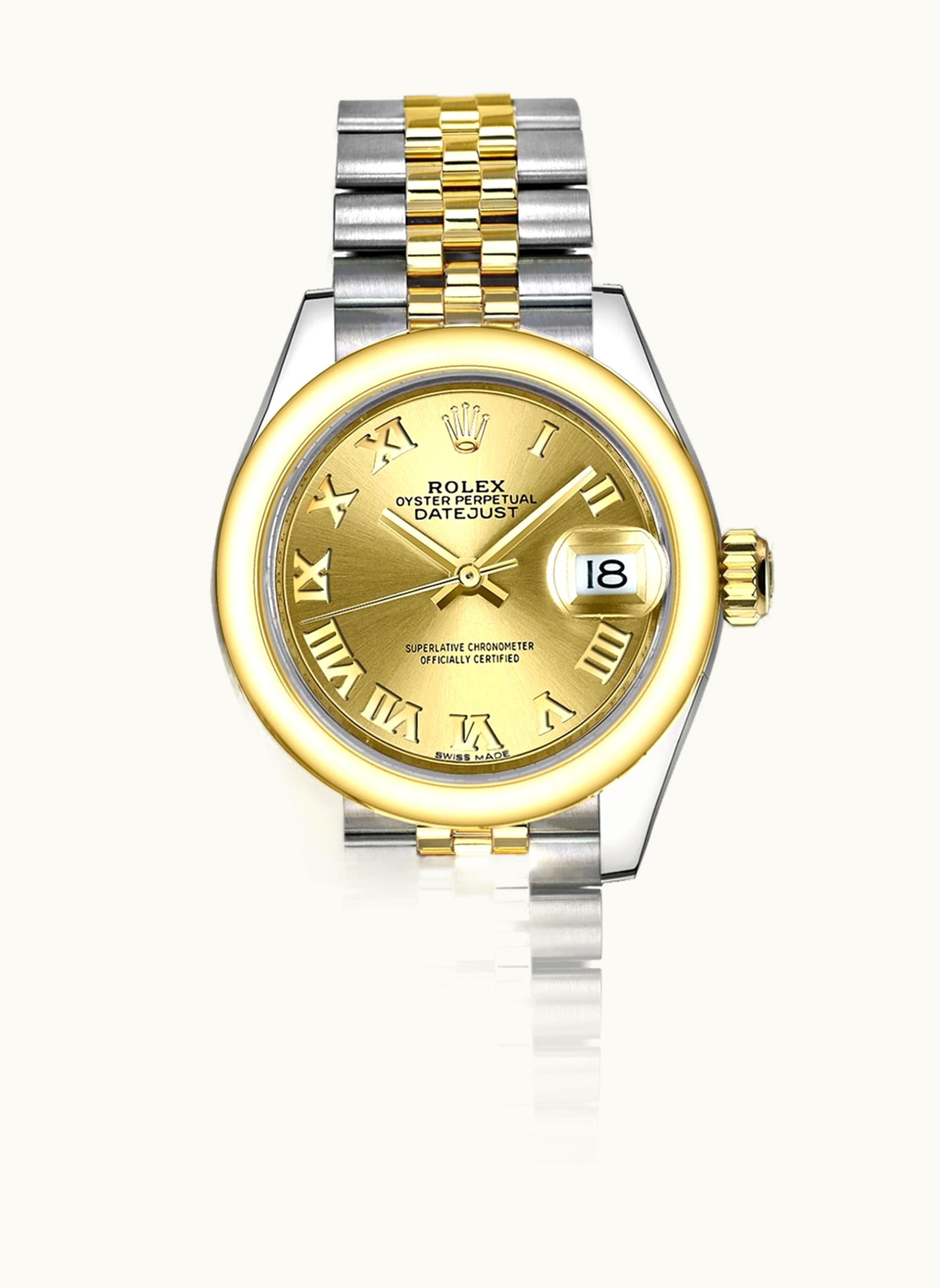 Rolex Lady-Datejust 28 Rolesor Yellow Domed / Oyster / Silver Roman