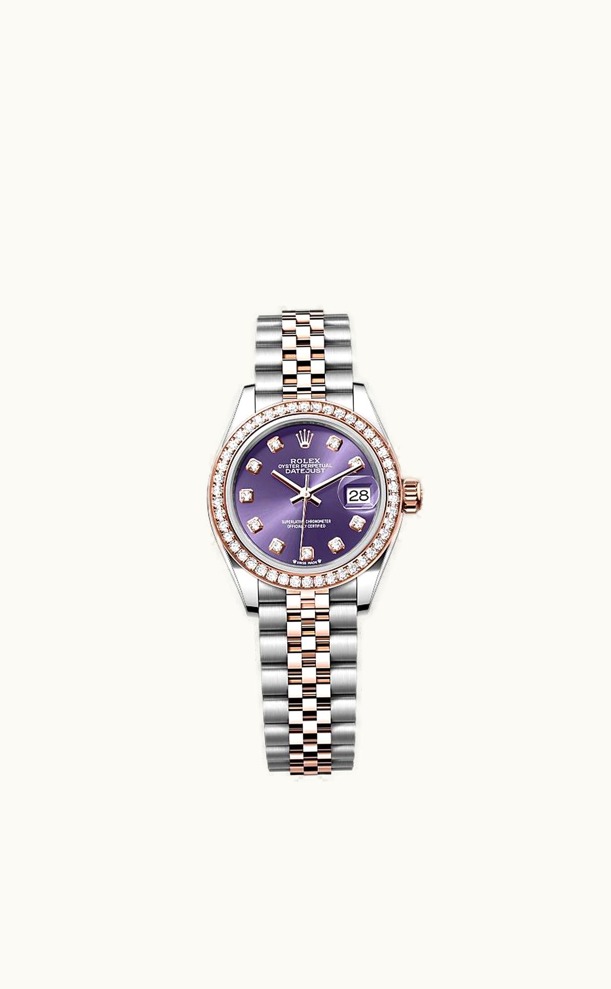 Rolex Lady-Datejust 28 Rolesor Rose Diamond / Jubilee / Aubergine Diamond