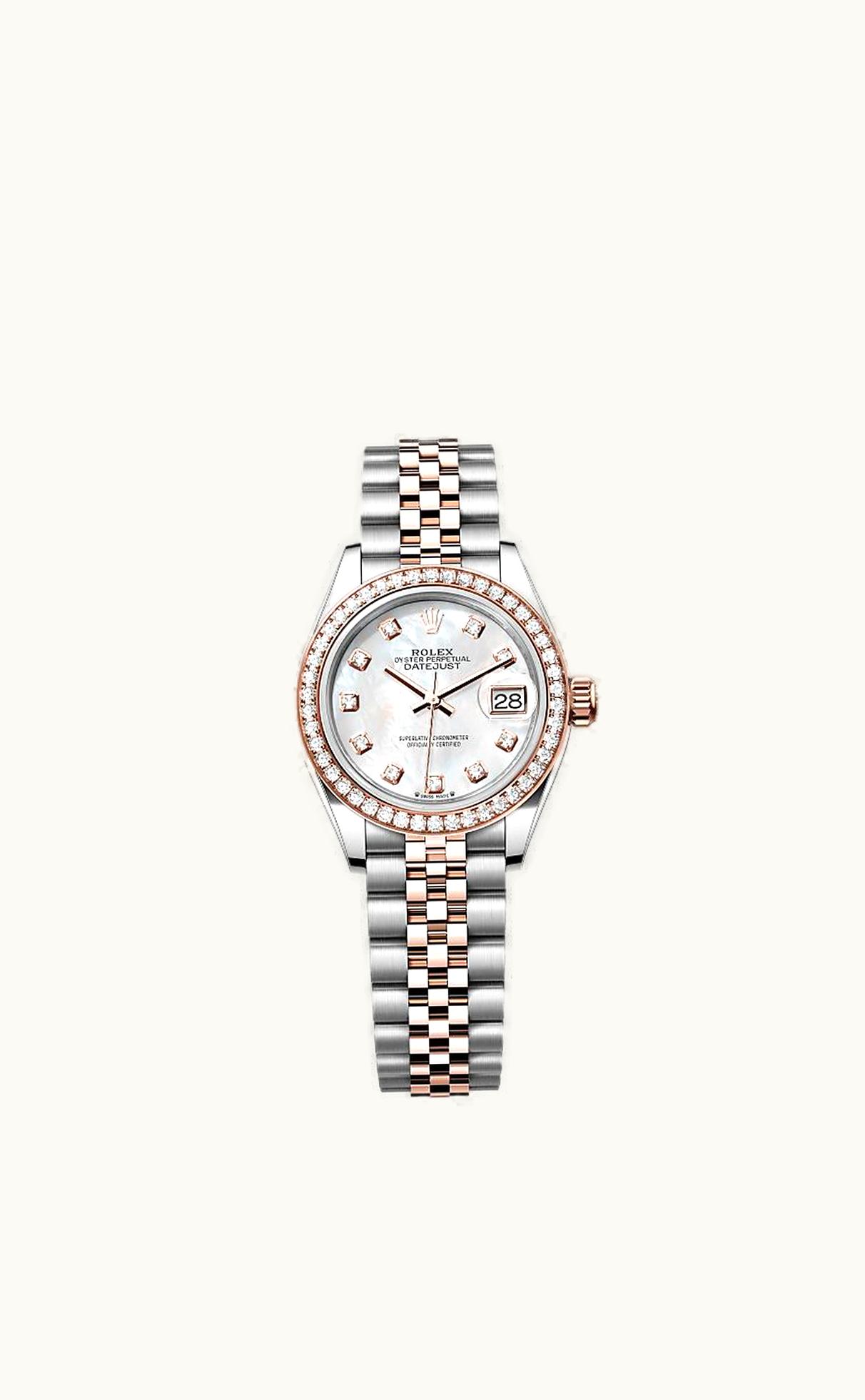 Rolex Lady-Datejust 28 Rolesor Rose Diamond / Oyster / Chocolate Roman