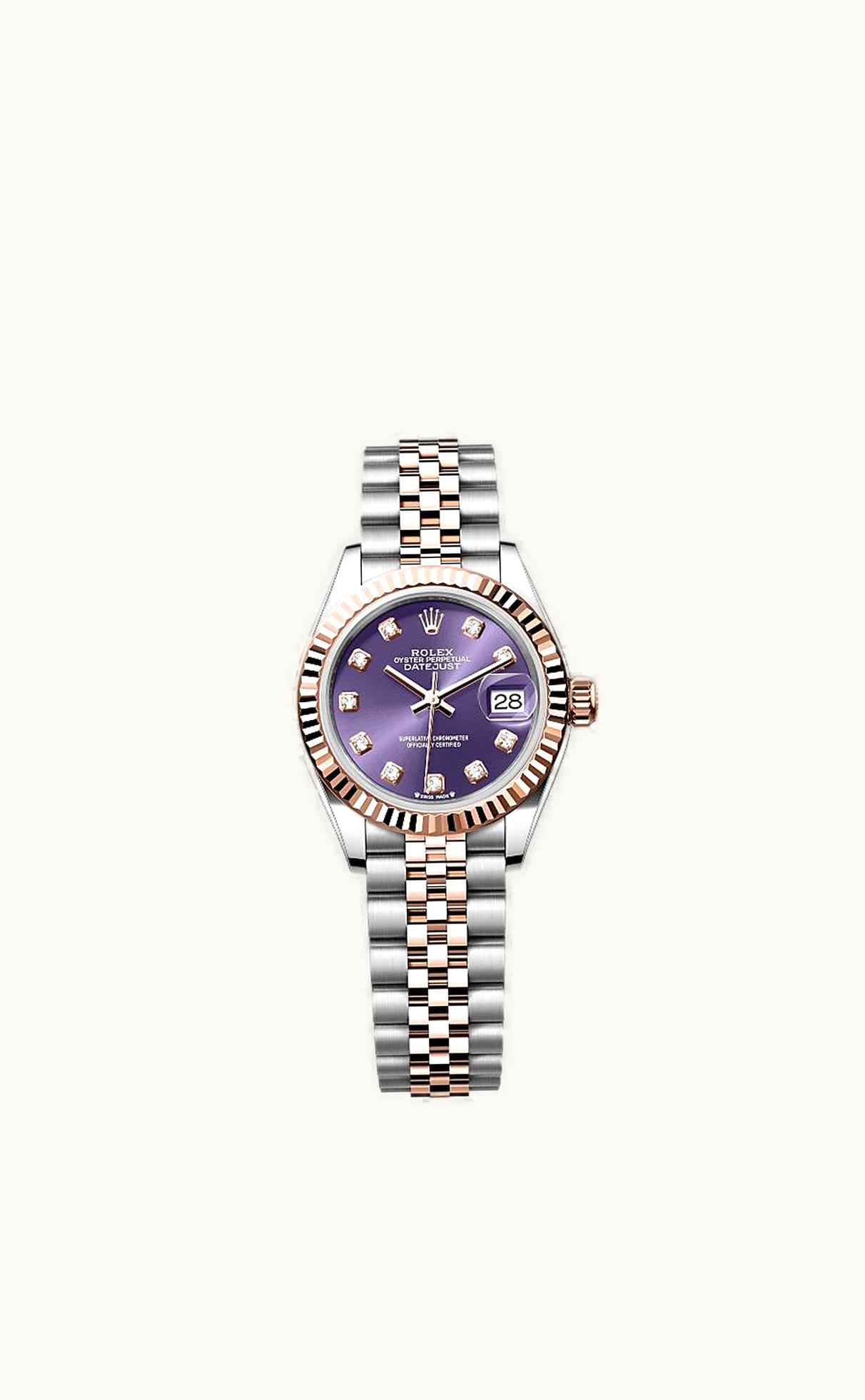 Rolex Lady-Datejust 28 Rolesor Rose Diamond / Jubilee / Aubergine Diamond