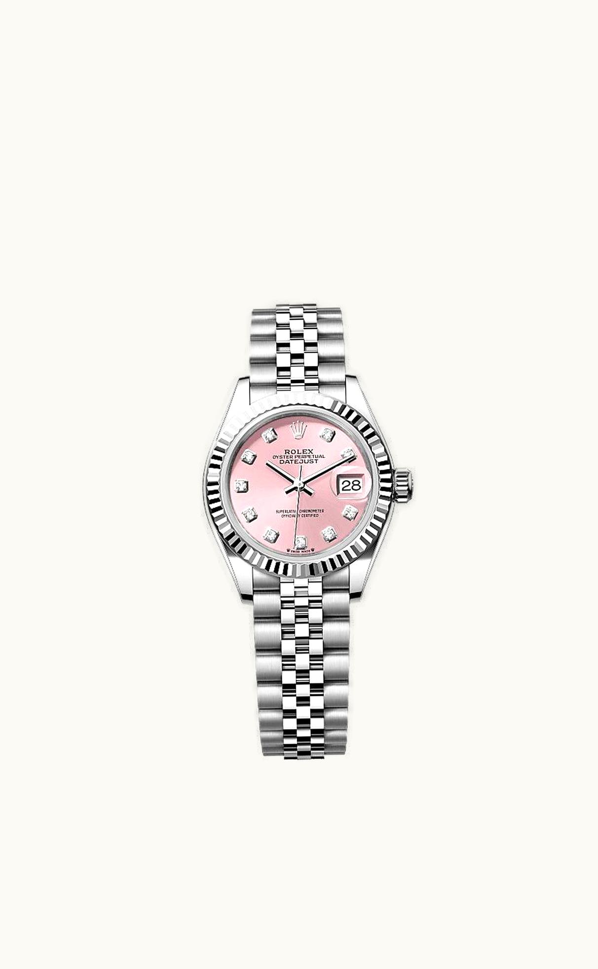 Rolex Lady-Datejust 28 Stainless Steel Fluted / Pink - Diamond / Jubilee