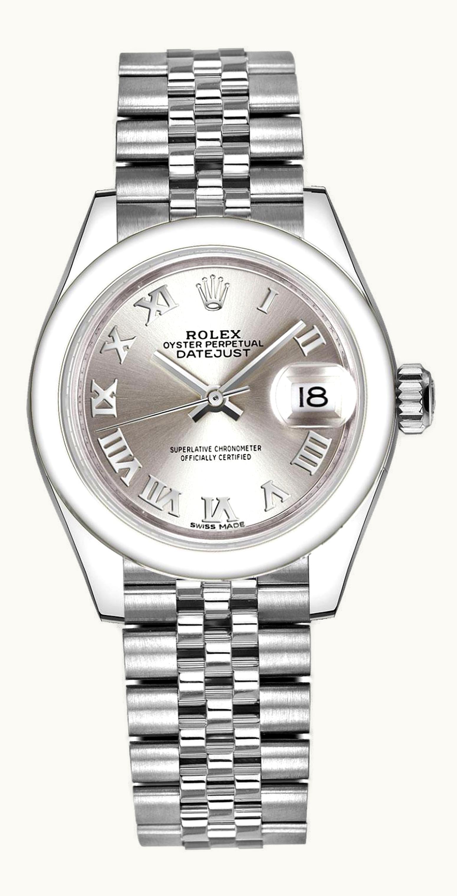 Rolex Lady-Datejust 28 Stainless Steel Domed / Jubilee / Silver Roman