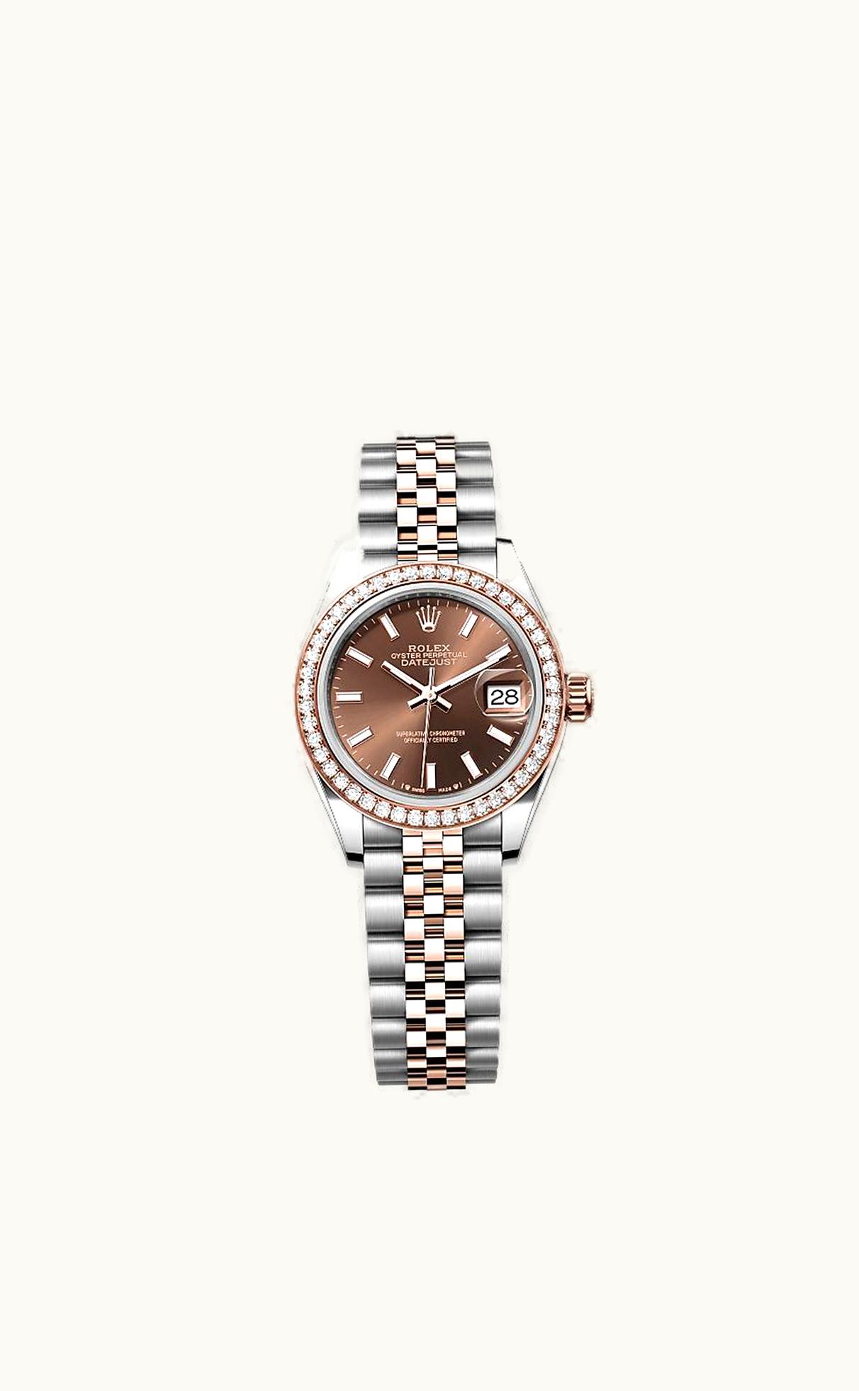 Rolex Lady-Datejust 28 Rolesor Rose Diamond / Jubilee / Chocolate