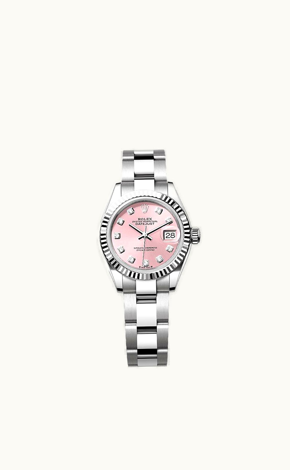 Rolex Lady-Datejust 28 Stainless Steel Fluted / Pink - Diamond / Oyster
