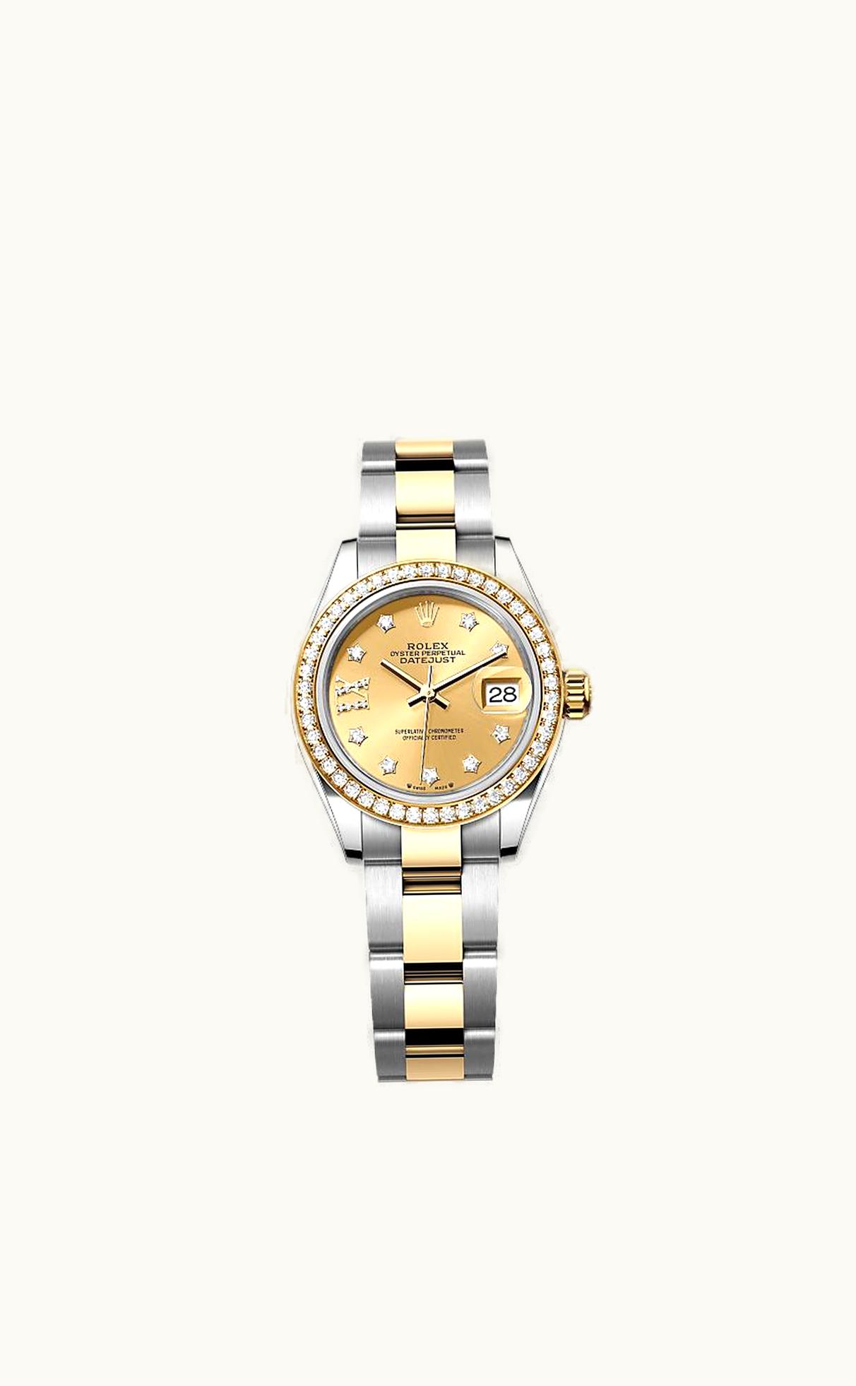 Rolex Lady-Datejust 28 Rolesor Yellow Diamond / Oyster / Champagne Diamond