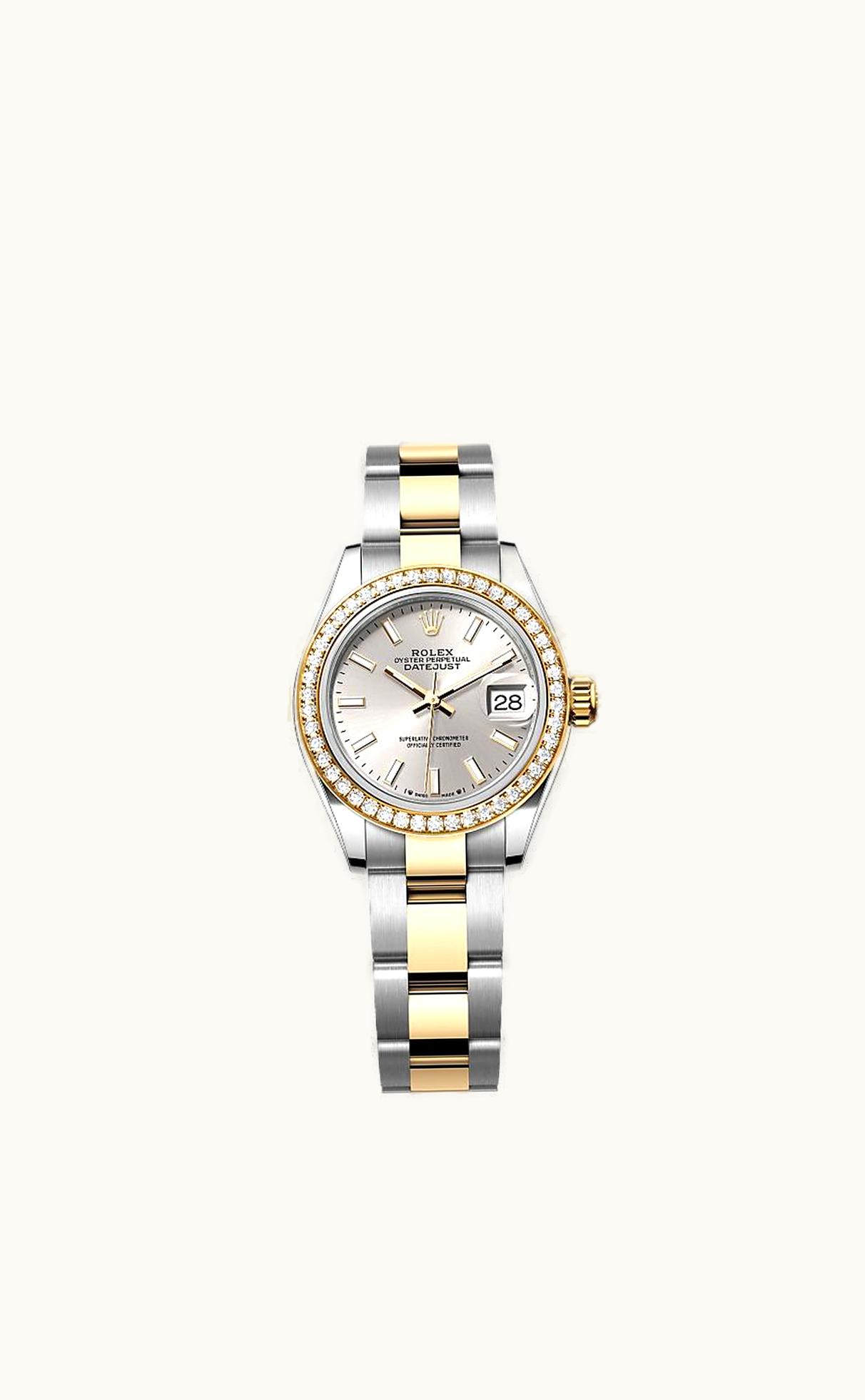 Rolex Lady-Datejust 28 Rolesor Yellow Diamond / Oyster / Silver