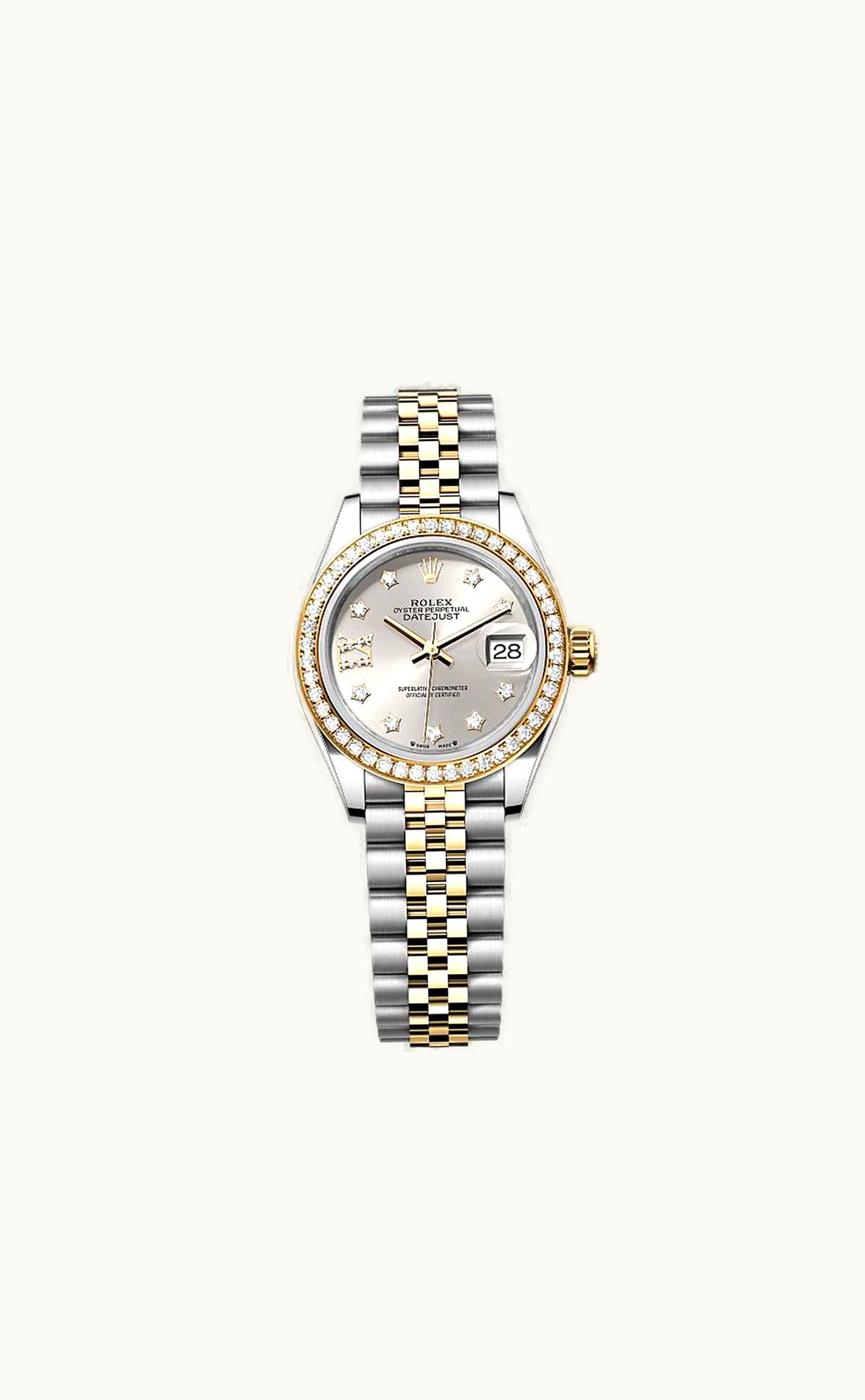 Rolex Lady-Datejust 28 Rolesor Yellow Diamond / Oyster / White Roman