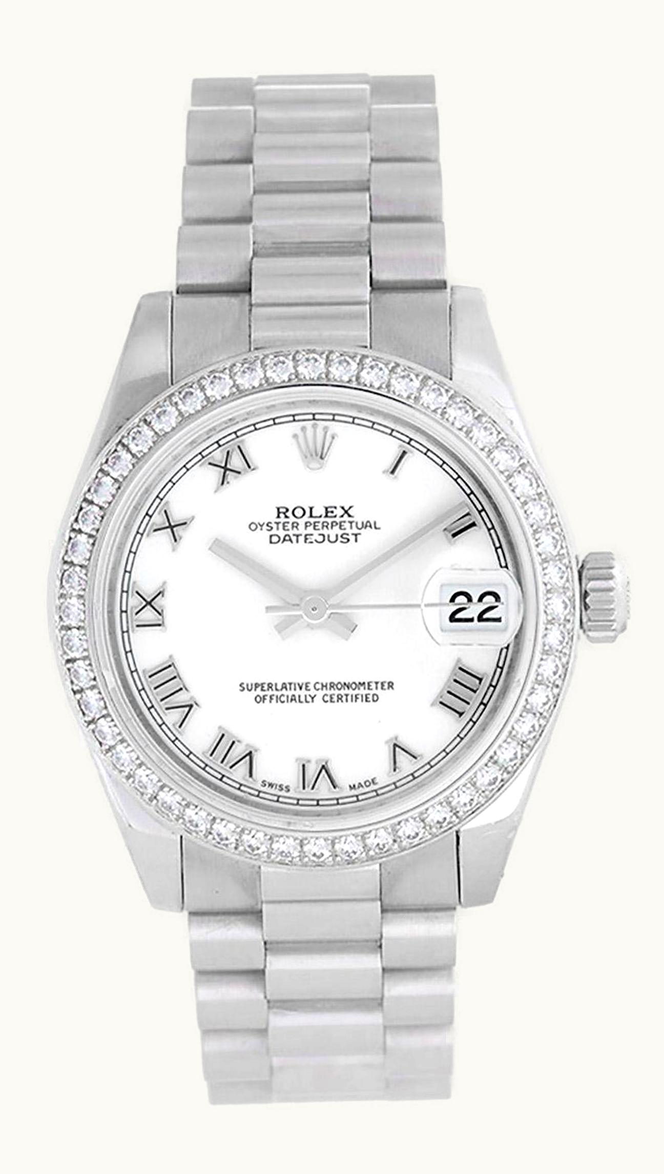 Rolex Lady-Datejust 28 Platinum Domed / President / Dark Grey Diamond