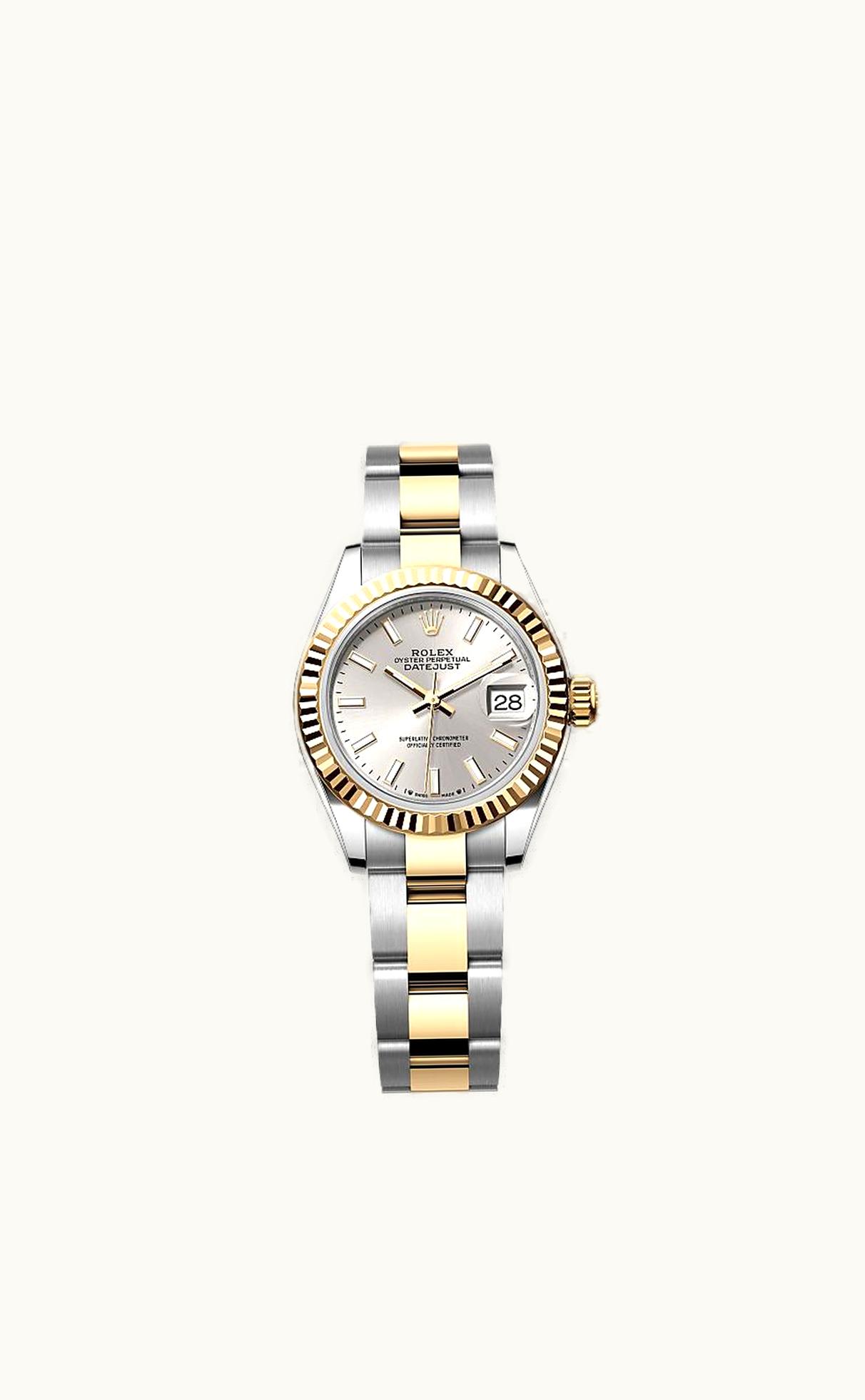 Rolex Lady-Datejust 28 Rolesor Yellow Fluted / Oyster / Silver