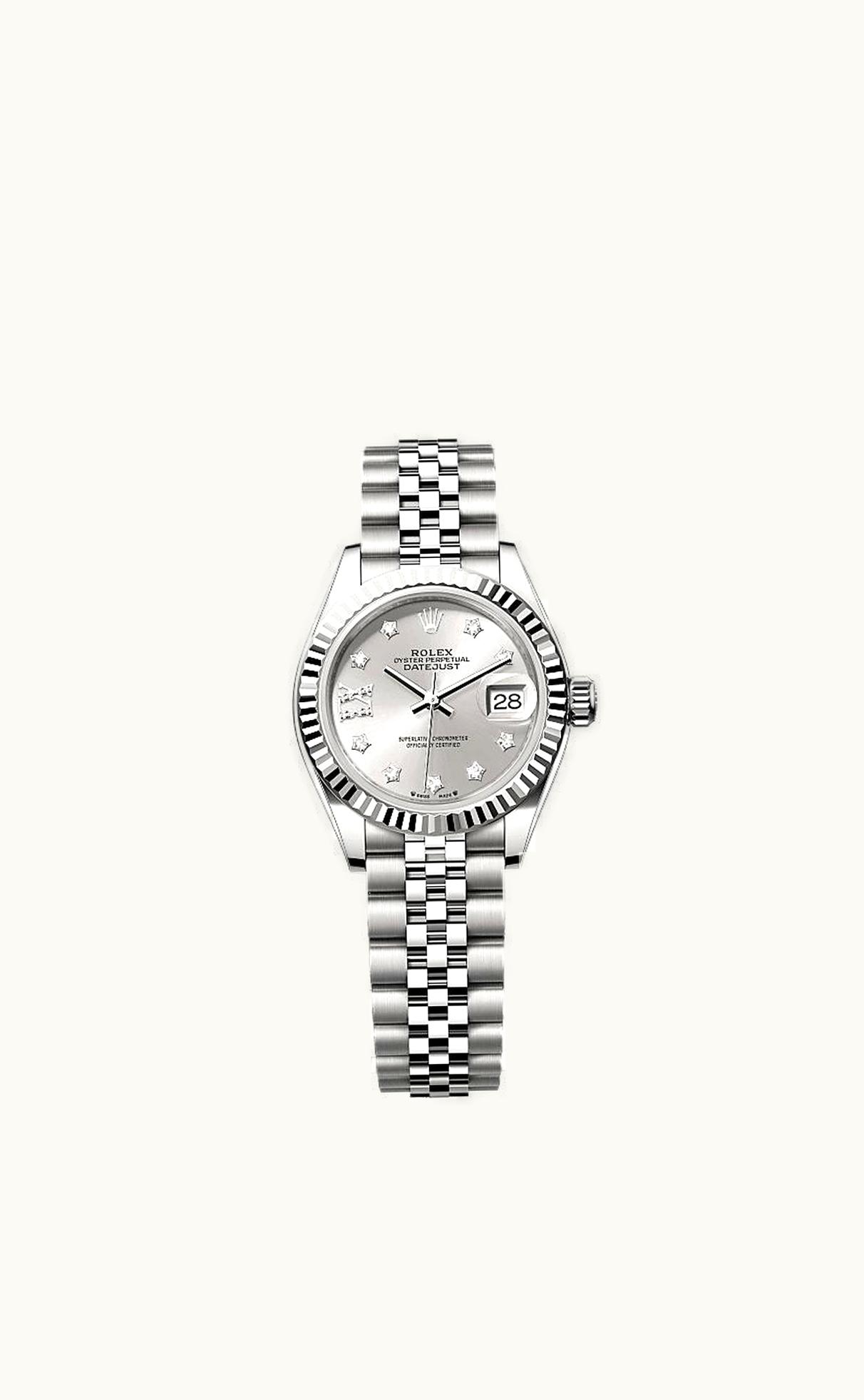 Rolex Lady-Datejust 28 Stainless Steel Fluted / Silver - Diamond / Jubilee