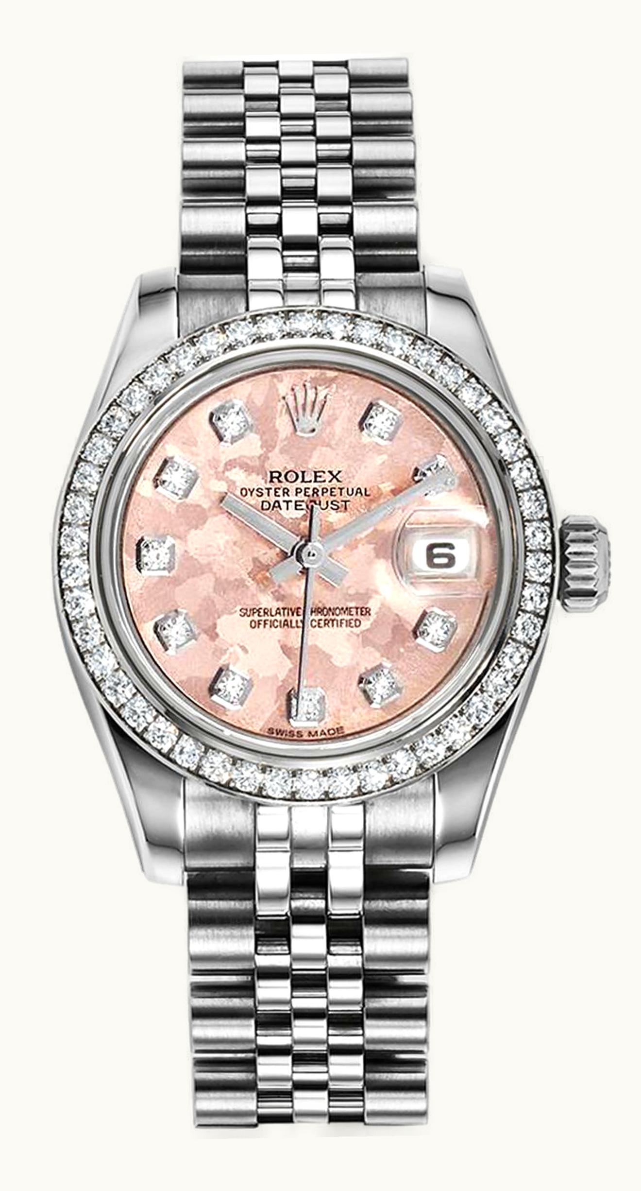 Rolex Lady-Datejust 28 Stainless Steel / Diamond / Pink - Roman / Oyster
