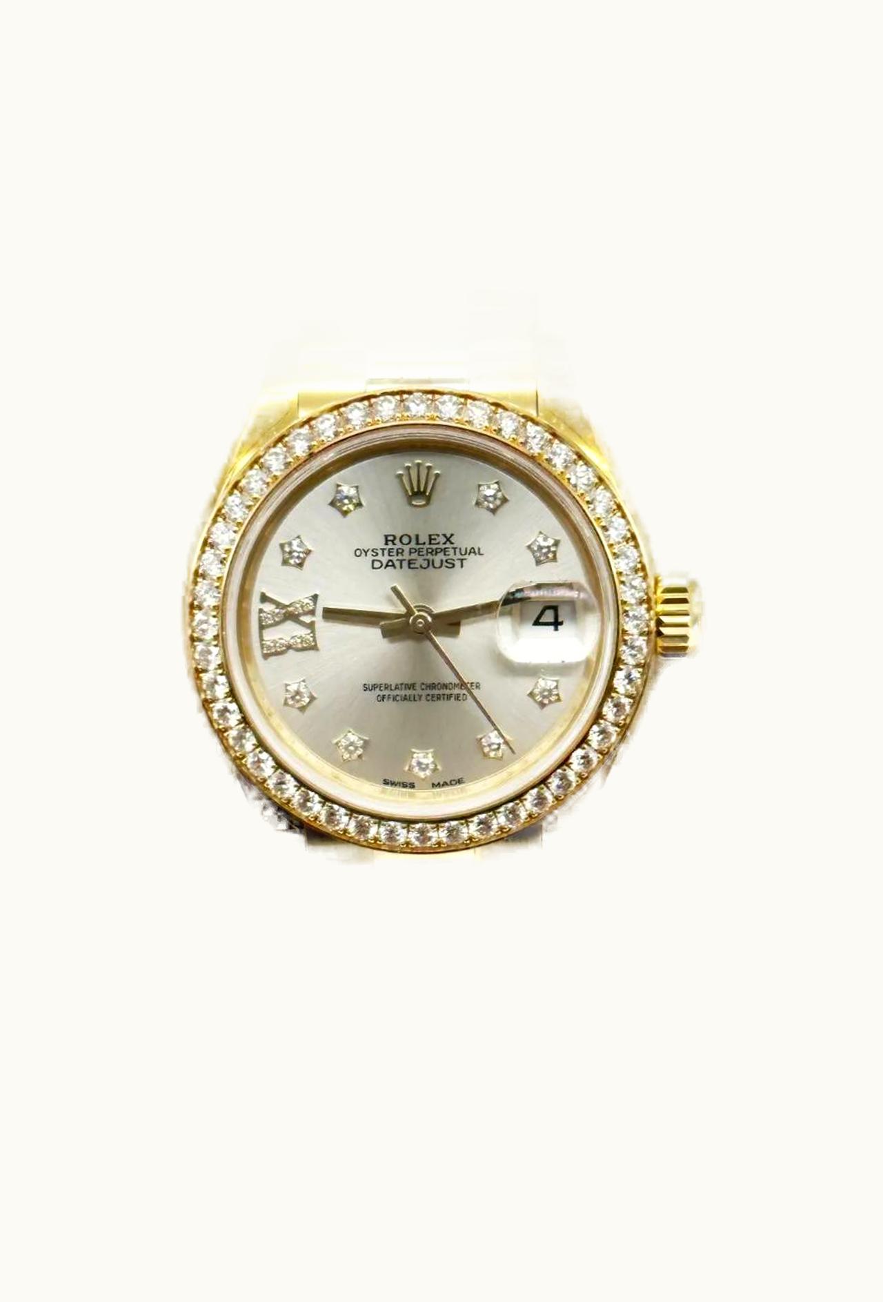 Rolex Lady-Datejust 28 Yellow Gold Diamond / President / White Roman