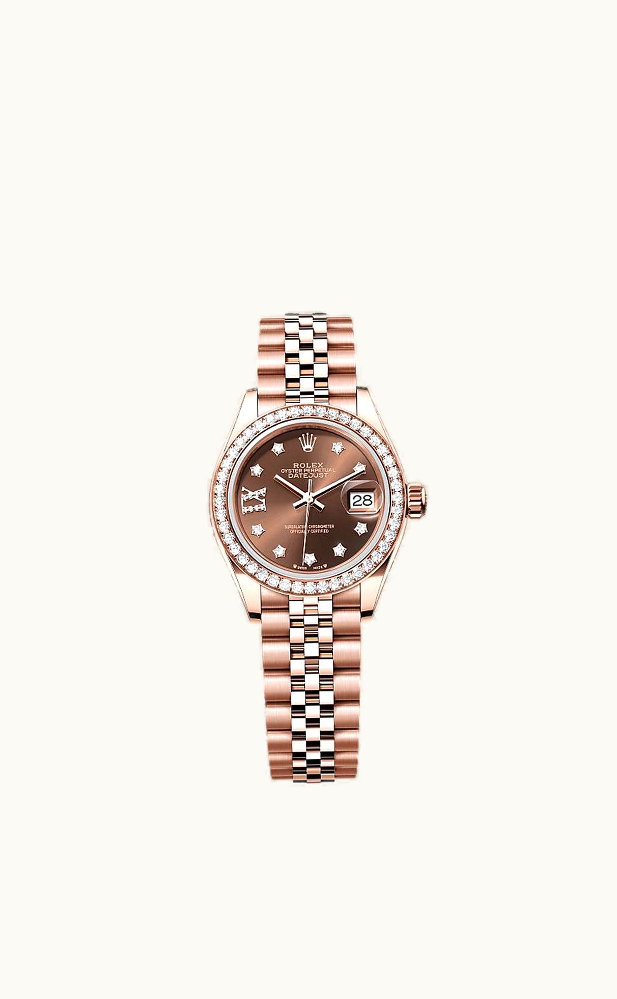 Rolex Lady-Datejust 28 Rose Gold / Diamond / Rose - Roman / Jubilee