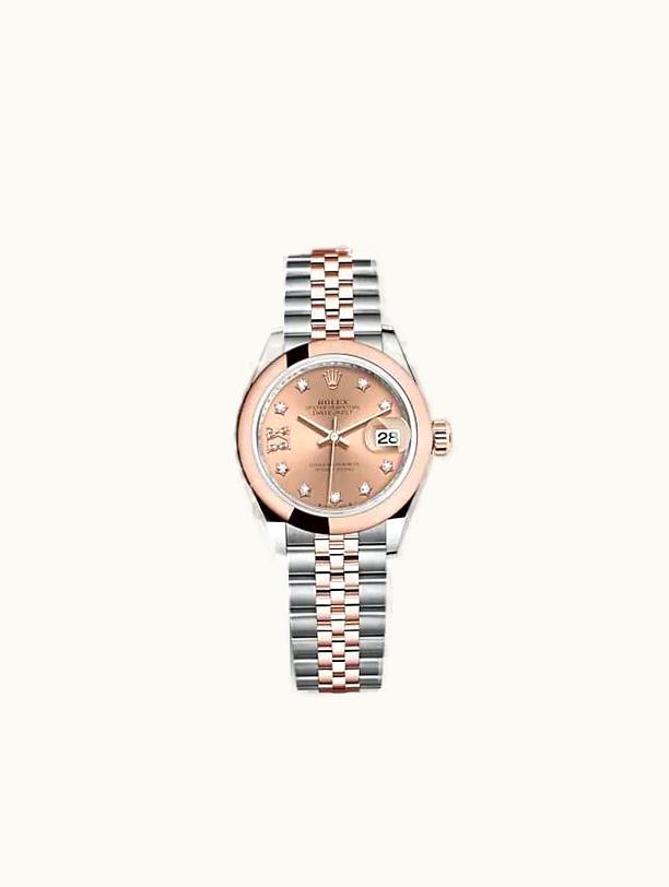 Rolex Lady-Datejust 28 Stainless Steel / Rose Gold / Domed / Rose - Diamond / Jubilee