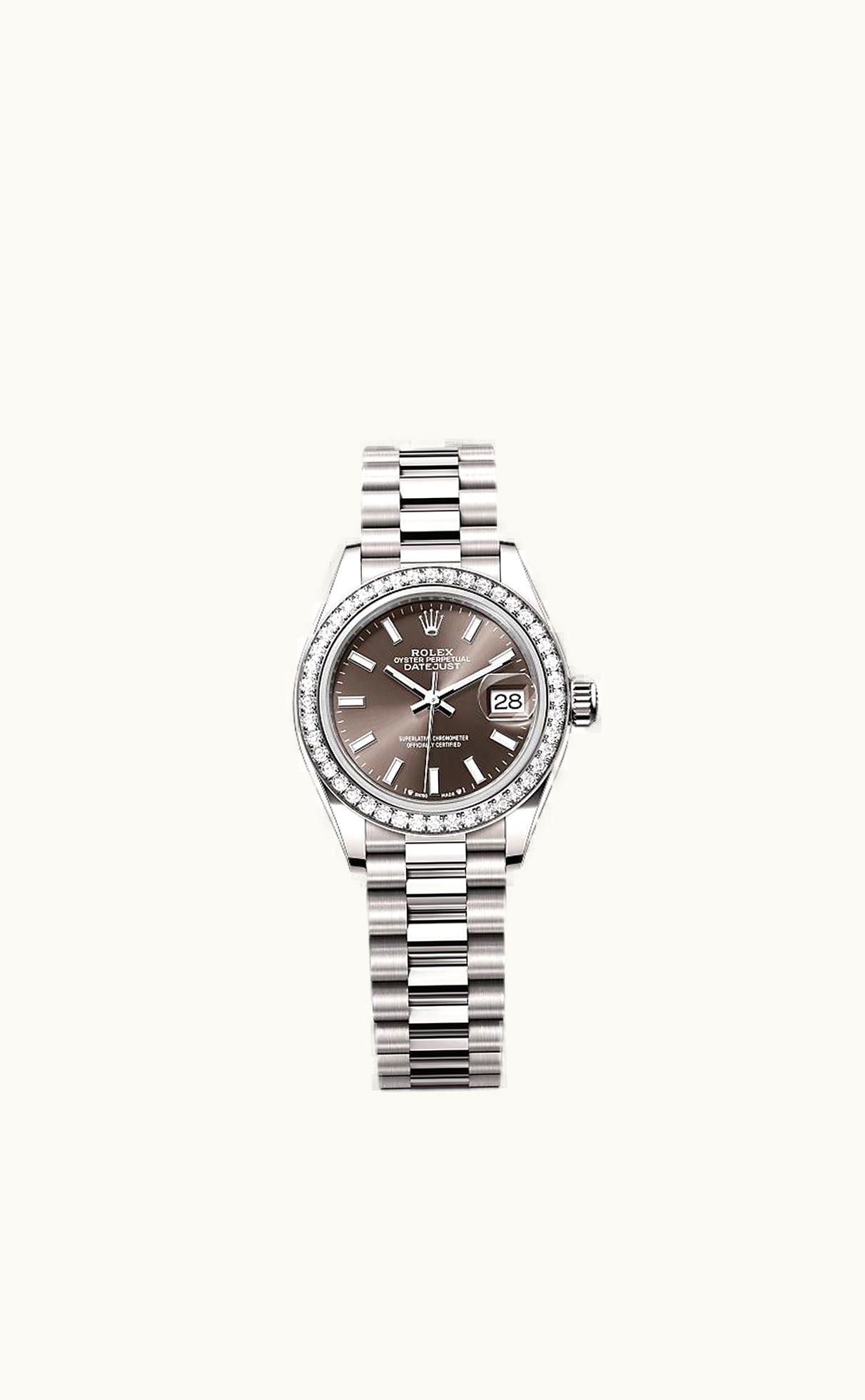 Rolex Lady-Datejust 28 White Gold - Diamond / President / Grey