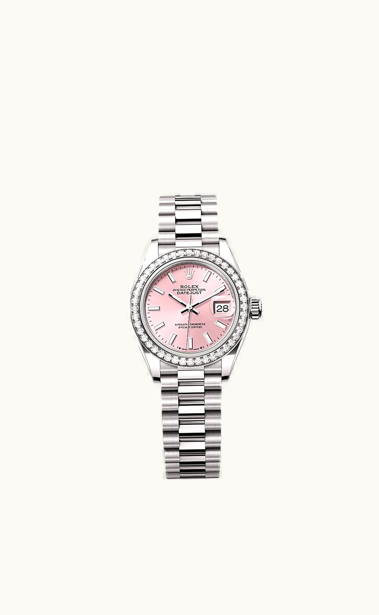 Rolex Lady-Datejust 28 White Gold - Diamond / President / Pink - Diamond
