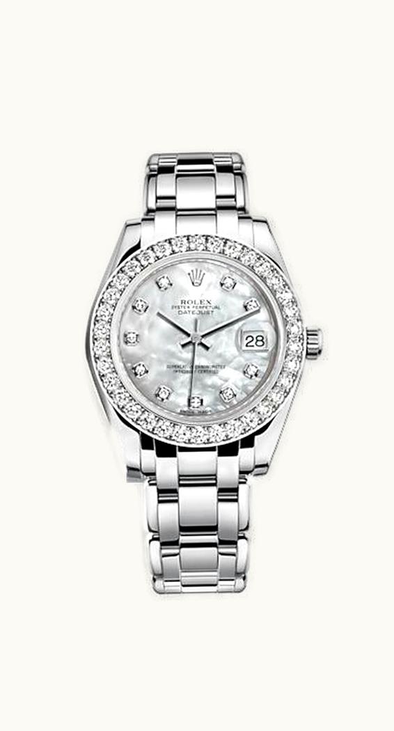 Rolex Datejust Pearlmaster 34 White Gold Diamond Mother of Pearl Diamonds