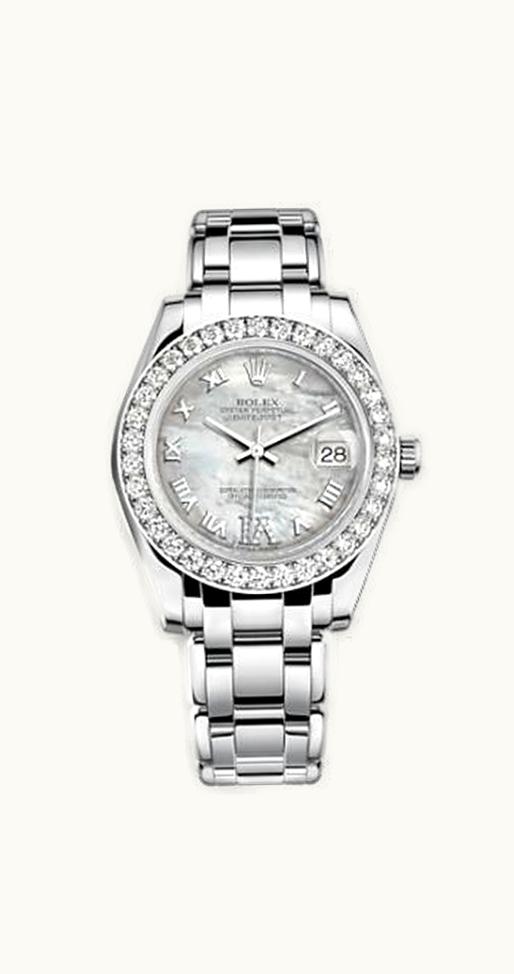 Rolex Datejust Pearlmaster 34 White Gold Diamond Mother of Pearl Roman