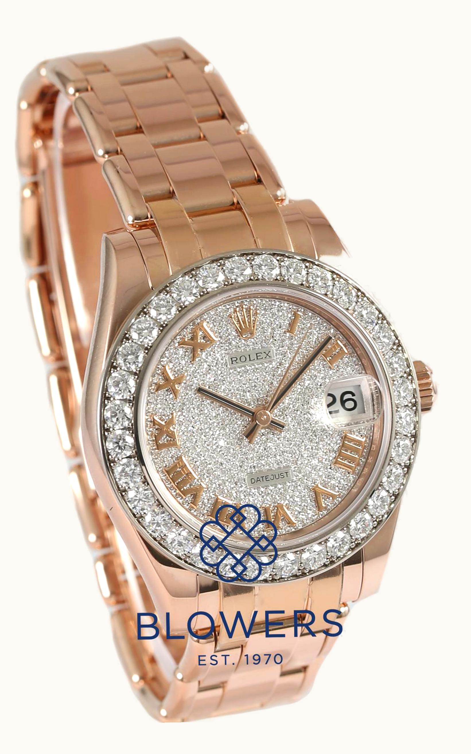 Rolex Datejust Pearlmaster 34 Everose Diamond Mother of Pearl Diamonds
