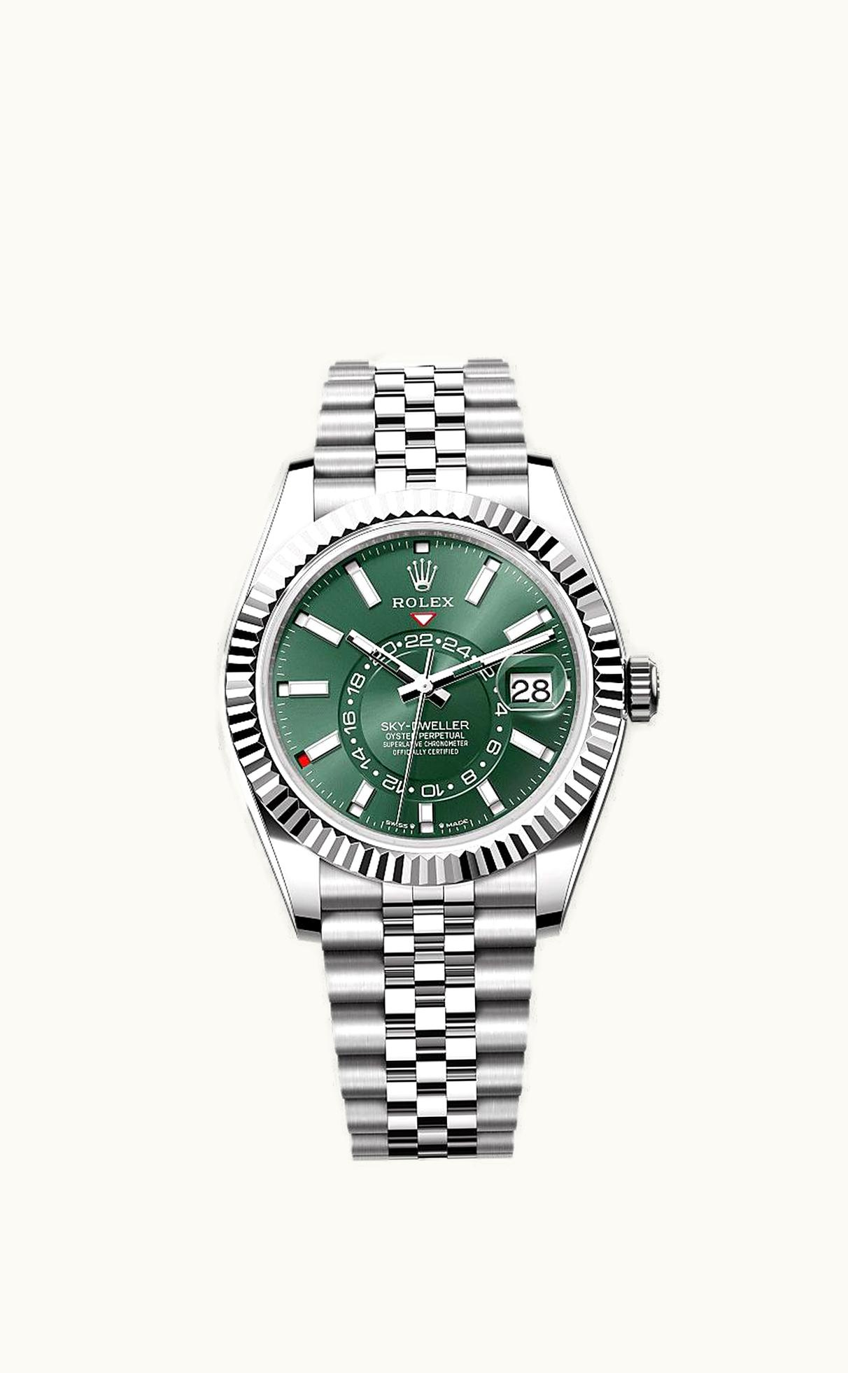 Rolex Sky-Dweller Stainless Steel - White Gold / Green / Jubilee