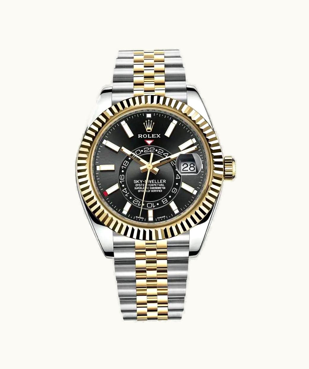 Rolex Sky-Dweller Stainless Steel / Yellow Gold / Black / Jubilee