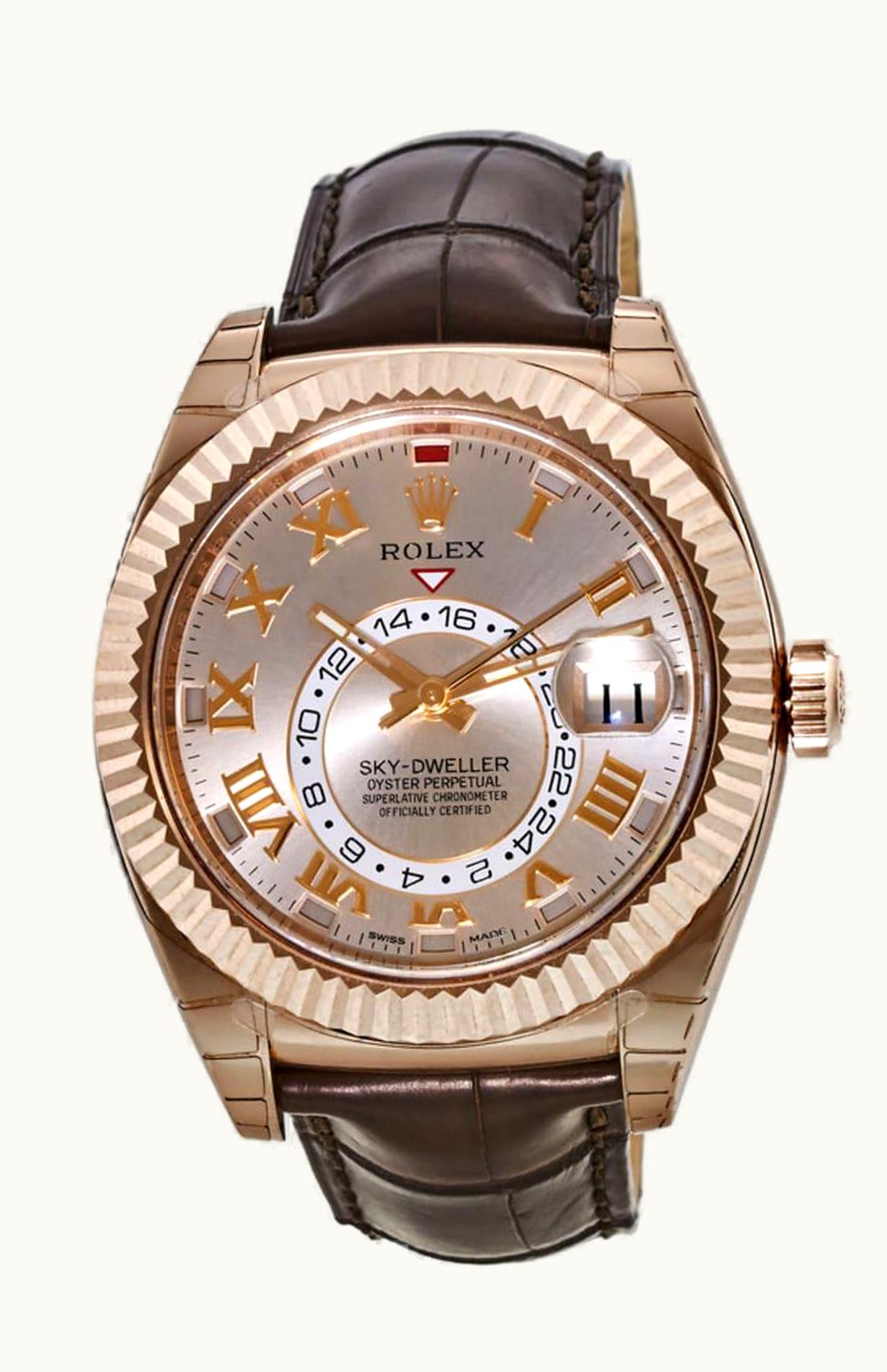 Rolex Sky-Dweller Everose / Sundust / Alligator