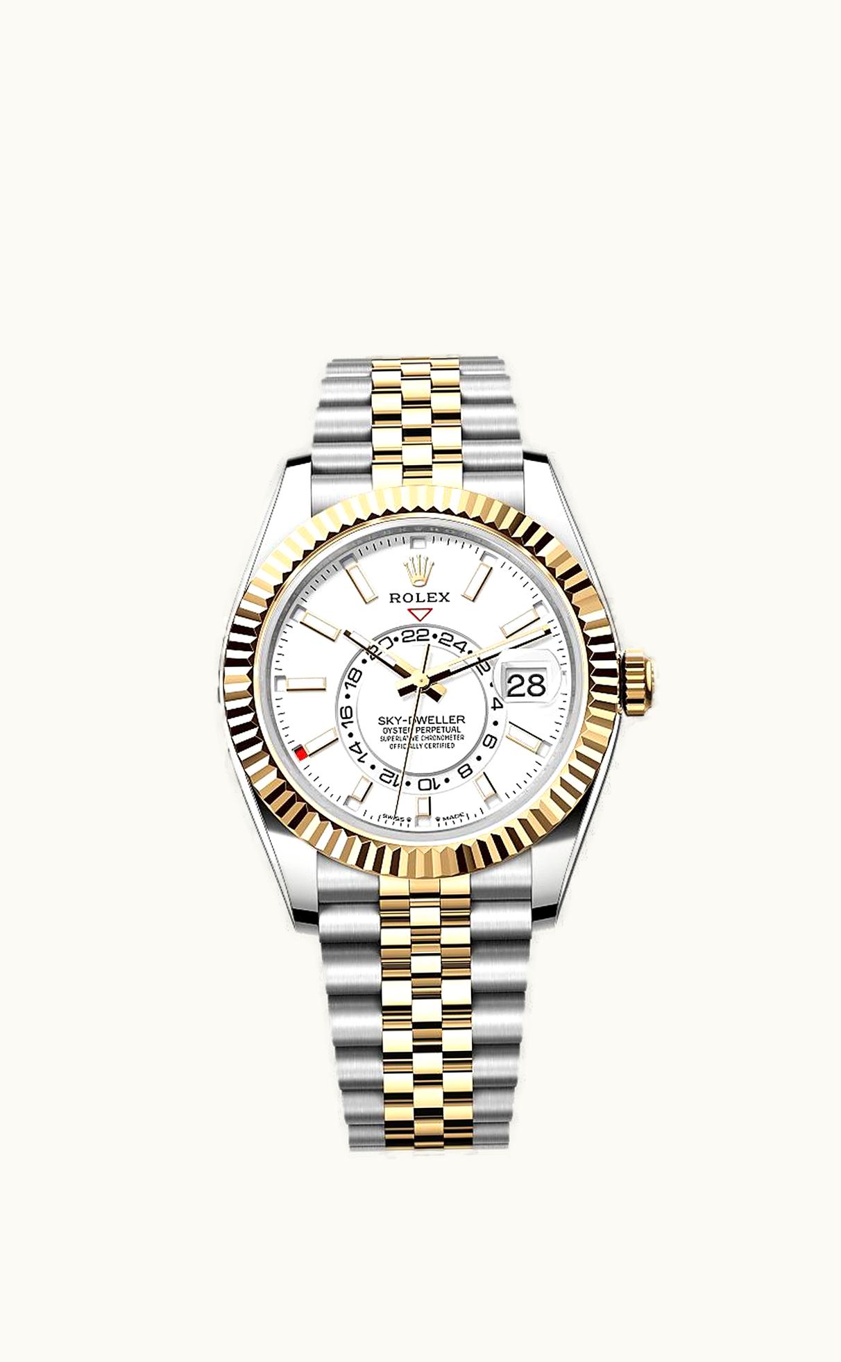 Rolex Sky-Dweller Stainless Steel - Yellow Gold / White / Jubilee
