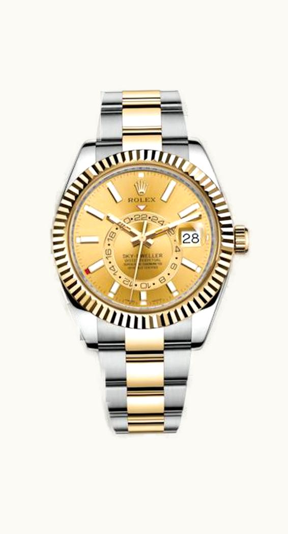 Rolex Sky-Dweller Stainless Steel / Yellow Gold / Champagne
