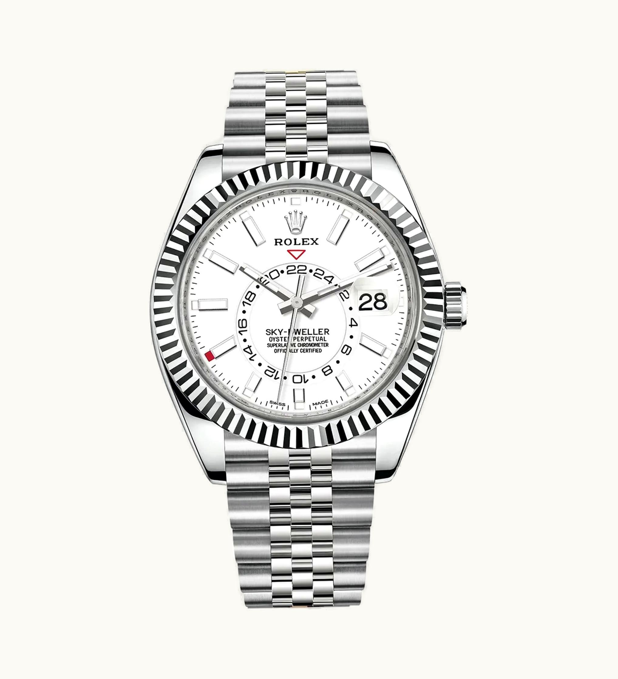 Rolex Sky-Dweller Stainless Steel / White Gold / White / Jubilee