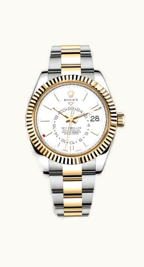 Rolex Sky-Dweller Stainless Steel / Yellow Gold / White / Oyster