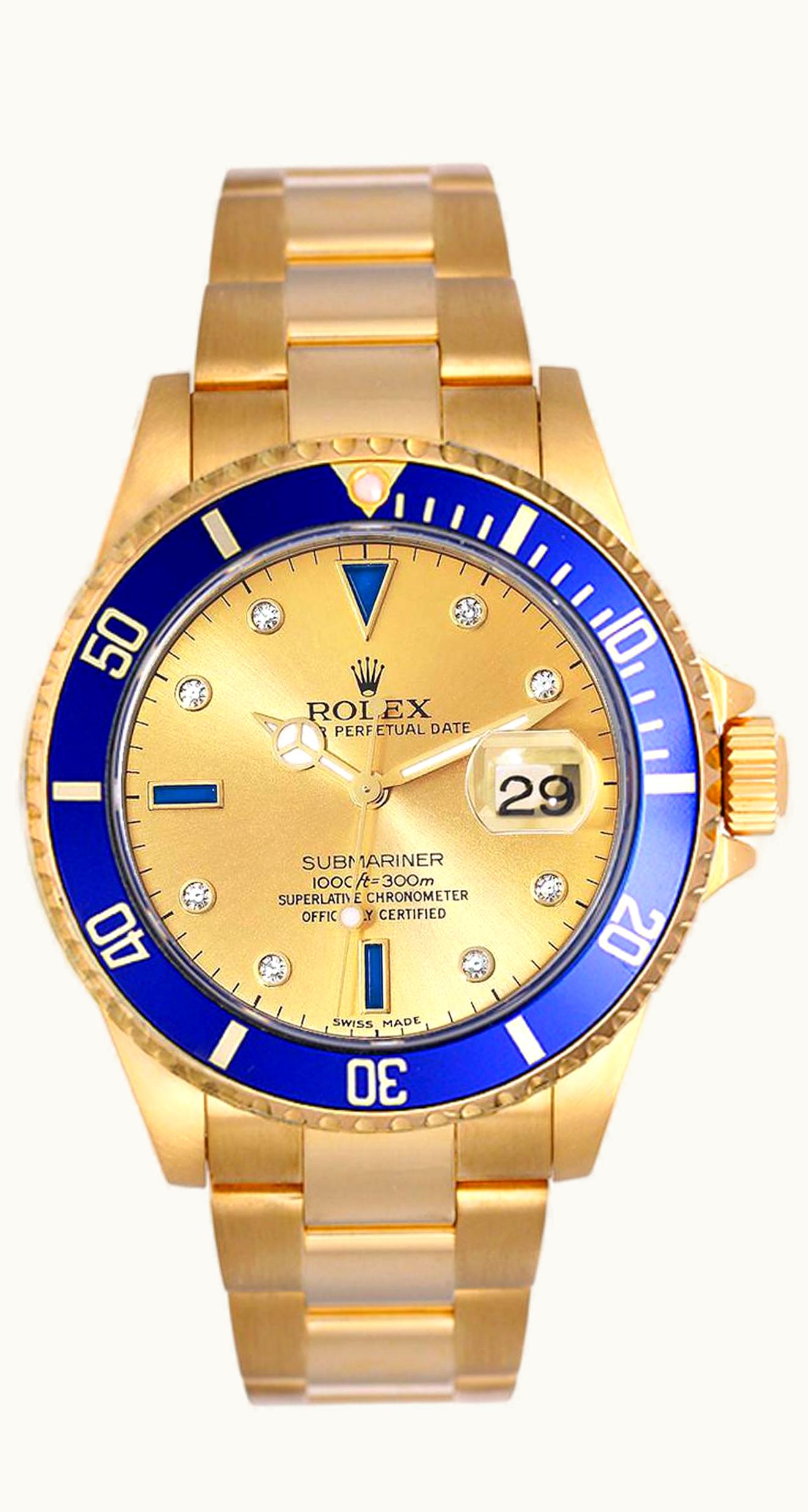 Rolex Submariner 16618 Gold Serti