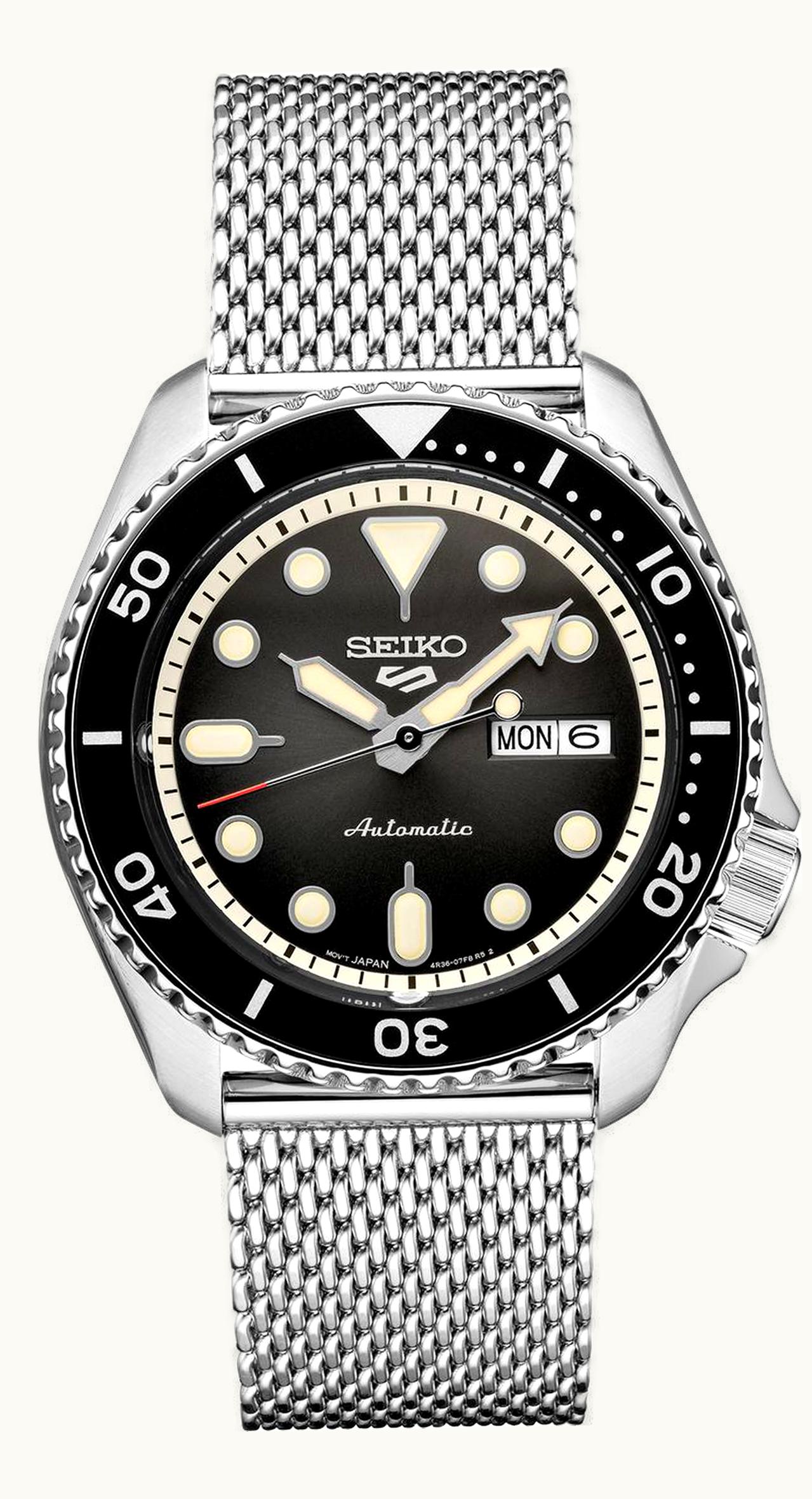 Seiko 5 Sports Suits Style Stainless Steel / Black / Mesh