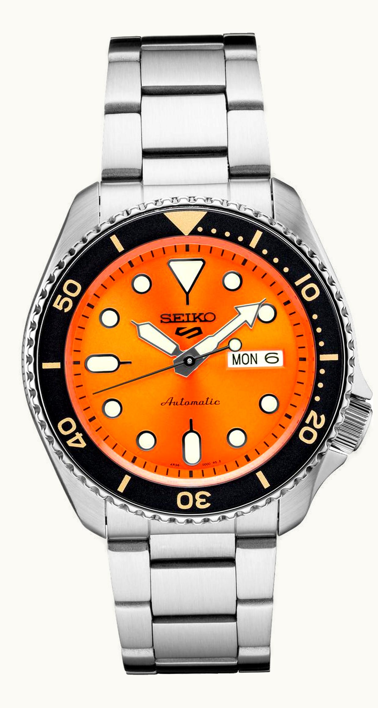 Seiko 5 Sports Sports Style Stainless Steel / Orange / Bracelet