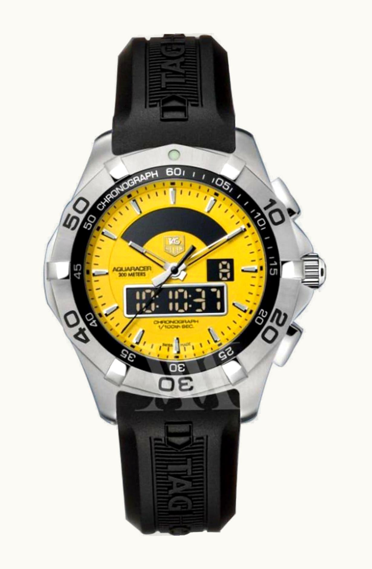 TAG Heuer Aquaracer 300M Chronotimer Stainless Steel / Yellow / Rubber