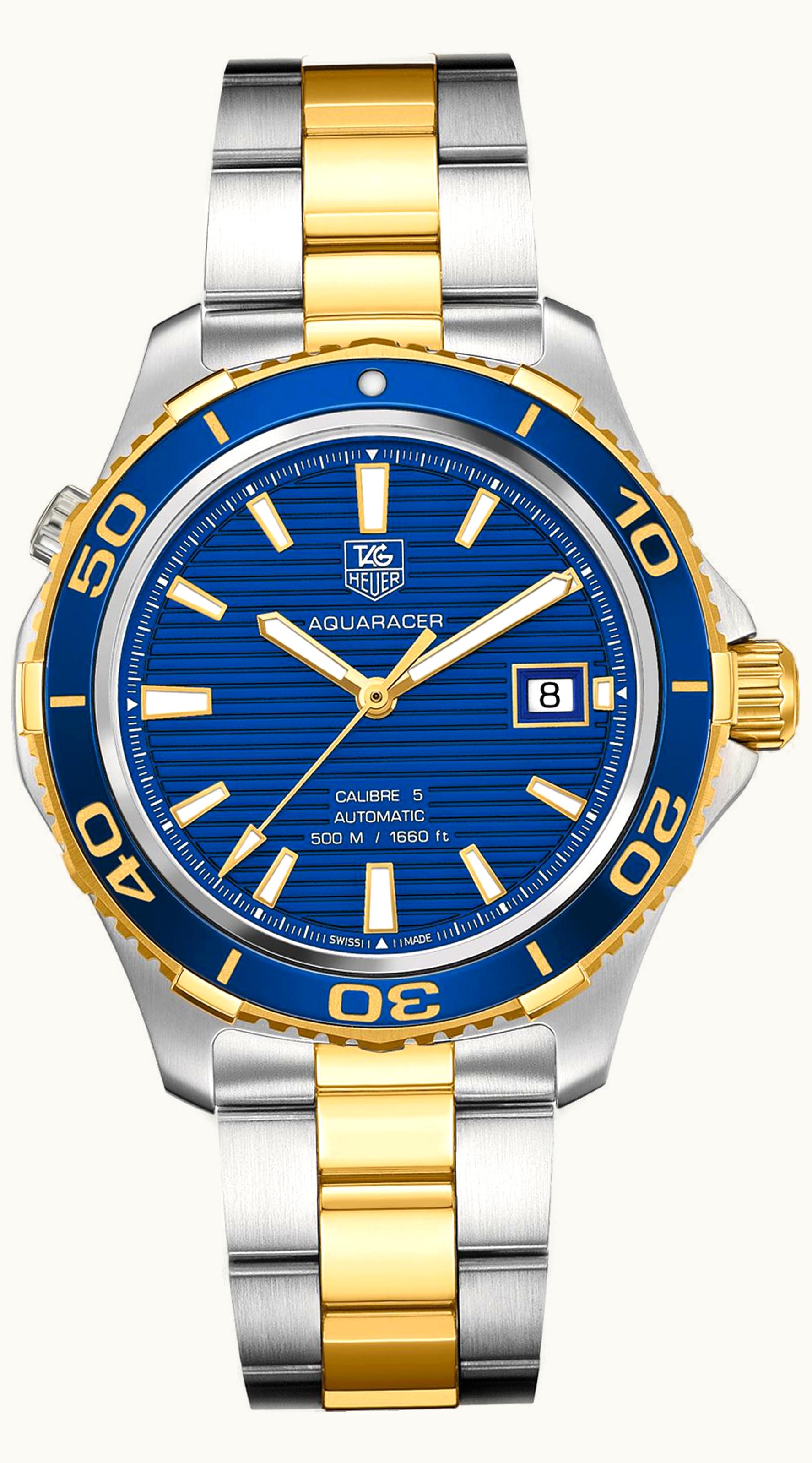 TAG Heuer Aquaracer 500M Calibre 5 41 Stainless Steel / Yellow Gold / Blue / Bracelet