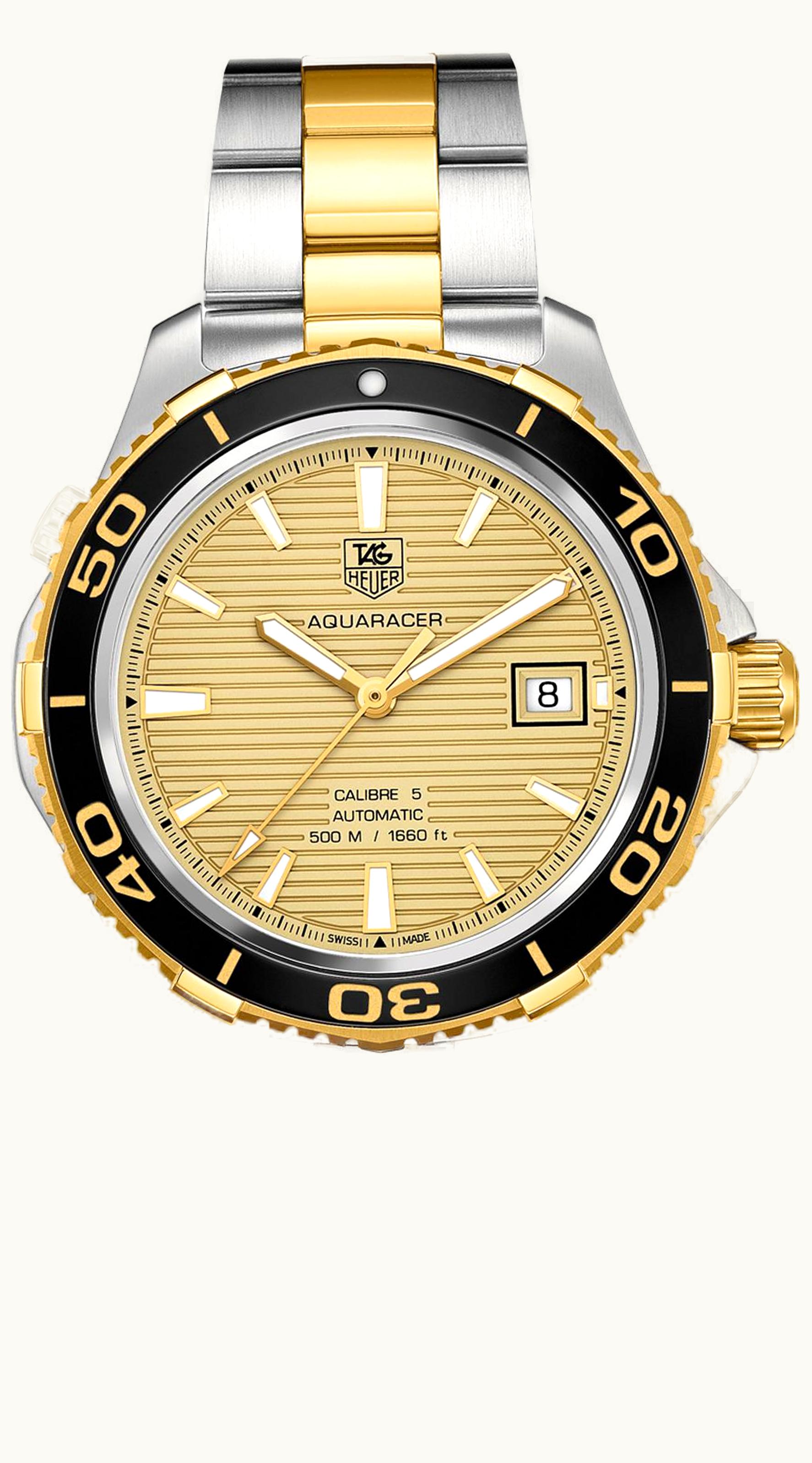 TAG Heuer Aquaracer 500M Calibre 5 41 Stainless Steel / Yellow Gold / Champagne / Bracelet
