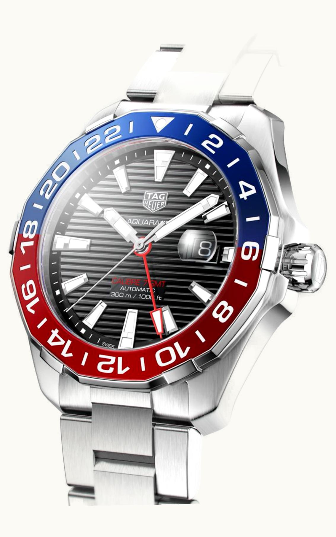 TAG Heuer Aquaracer 300M Calibre 7 GMT Stainless Steel / Black / Bracelet