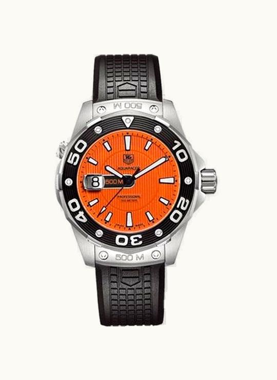 TAG Heuer Aquaracer 500M Quartz 43 Stainless Steel / Orange / Rubber
