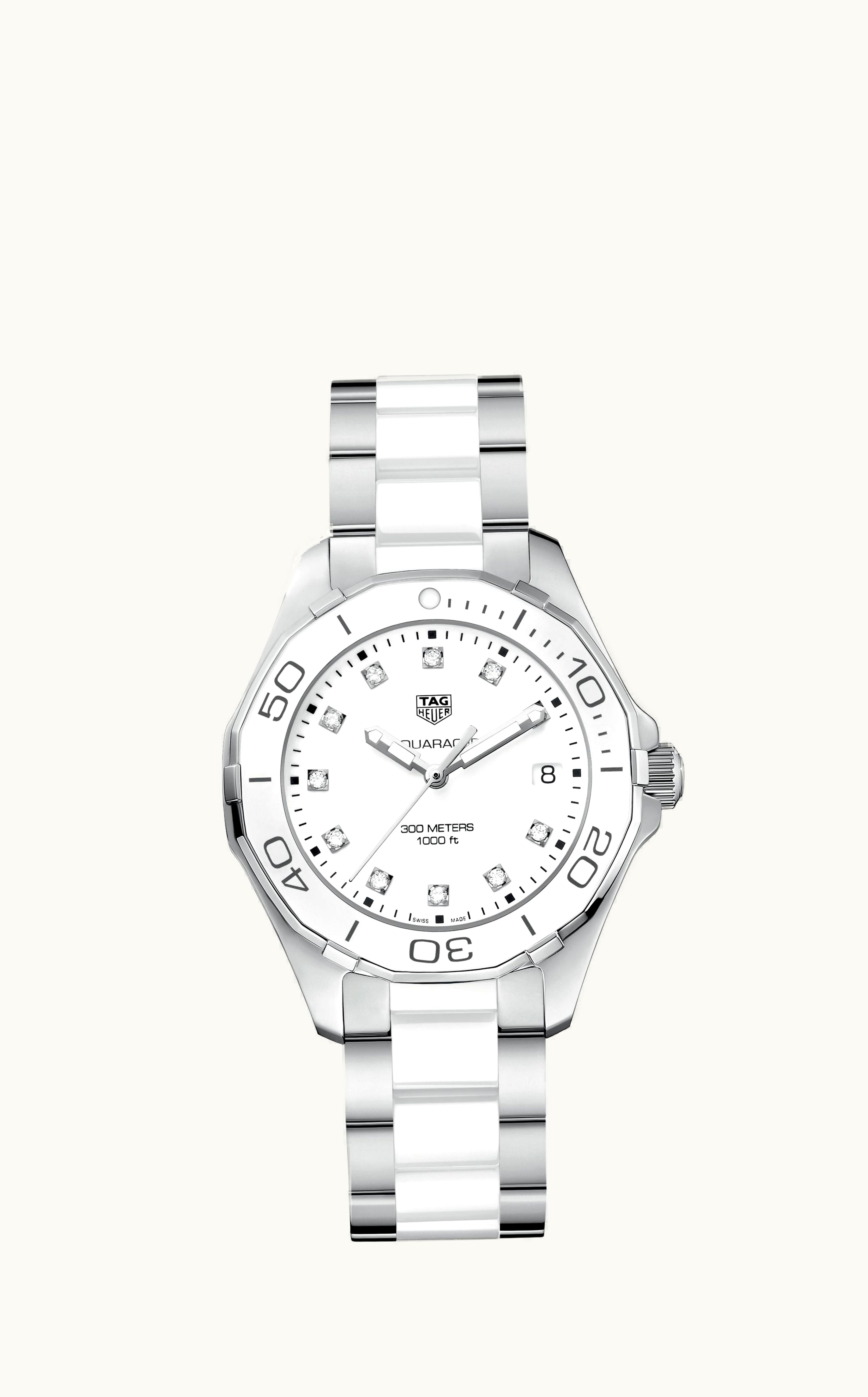 TAG Heuer Aquaracer 300M Quartz 35 Stainless Steel / White - Diamond / Bracelet