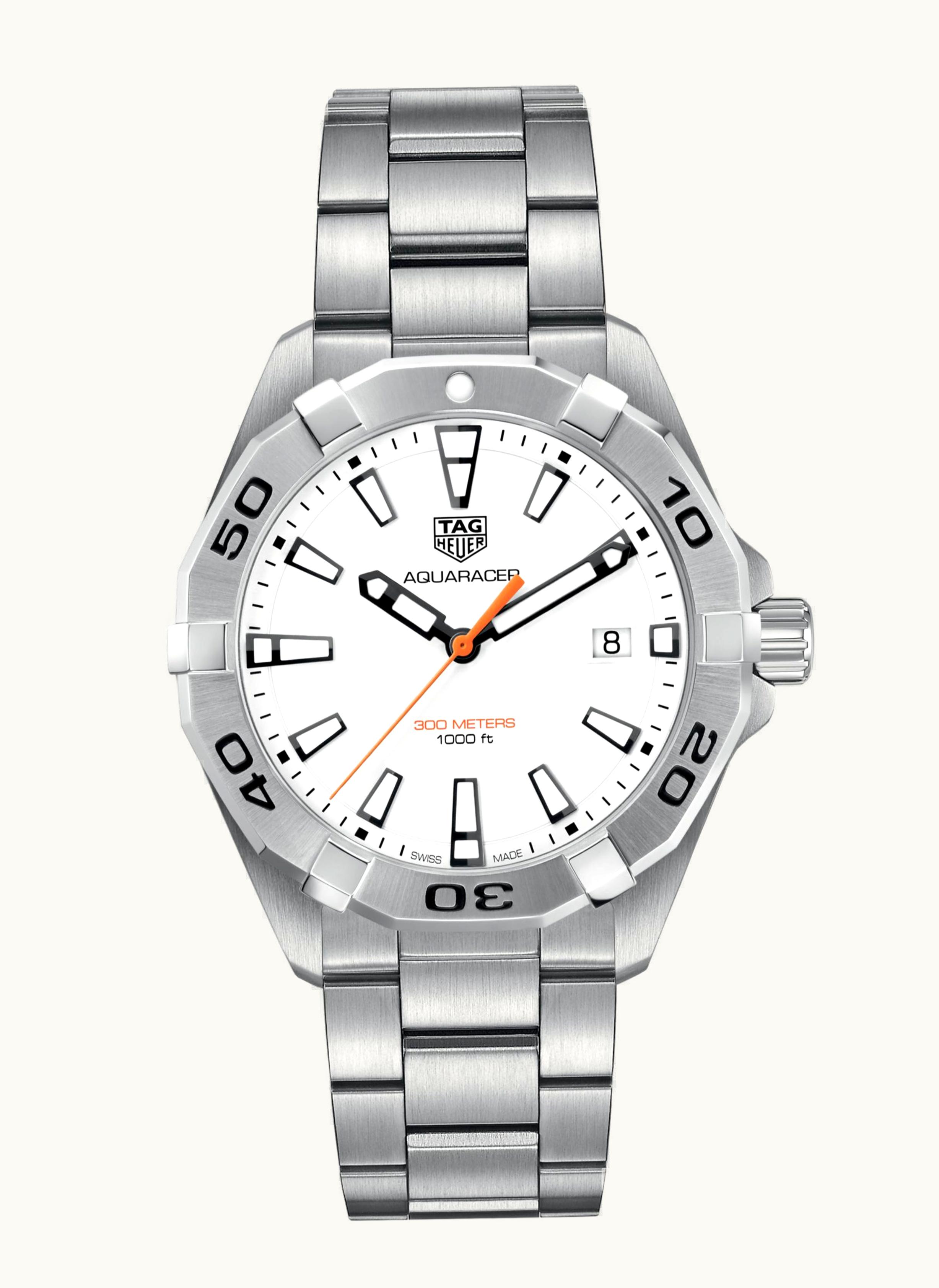 TAG Heuer Aquaracer Quartz 300M 41 Stainless Steel / White / Bracelet