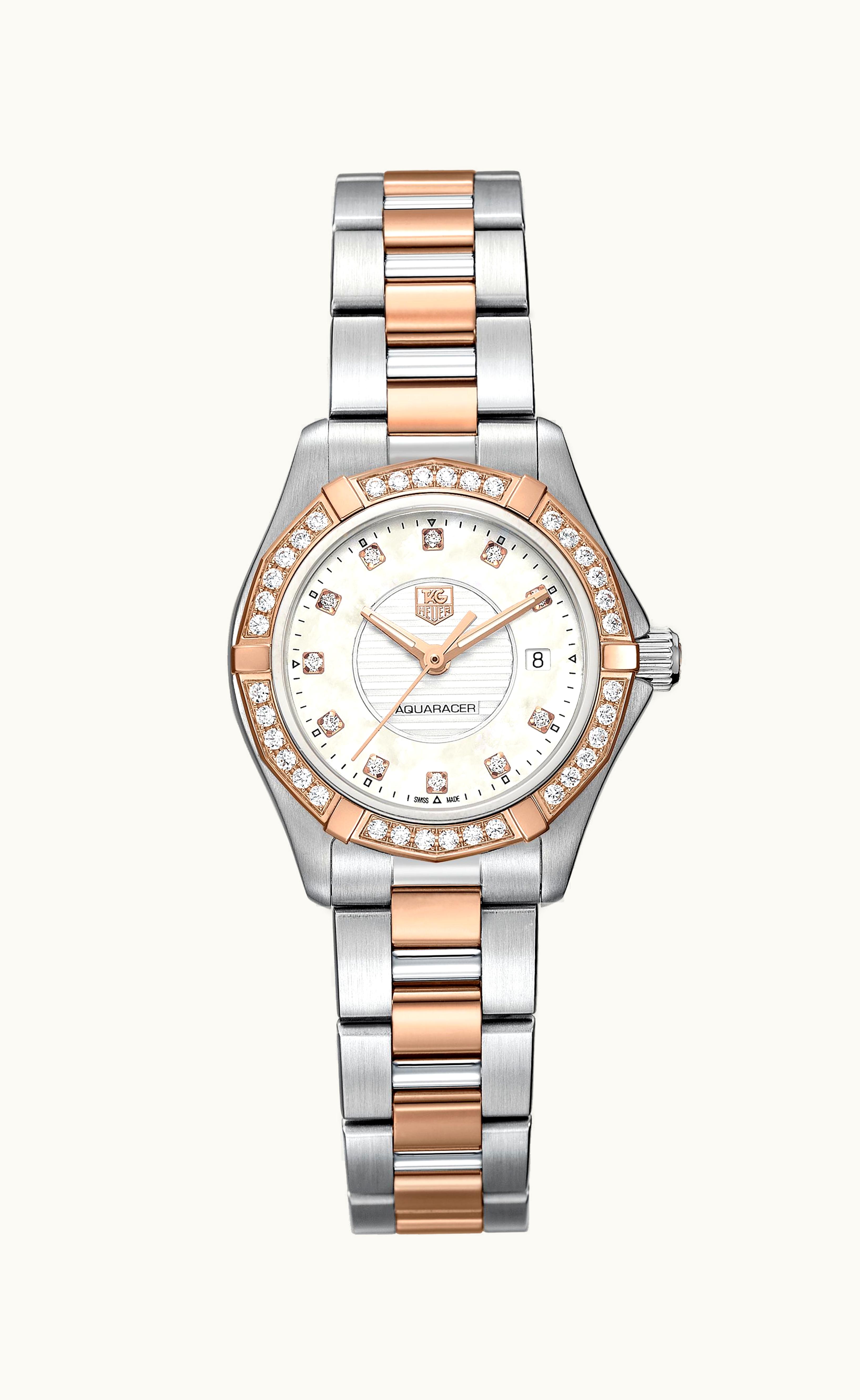 TAG Heuer Aquaracer 300M Quartz 27 Stainless Steel / Rose Gold / Diamond / Silver / Bracelet