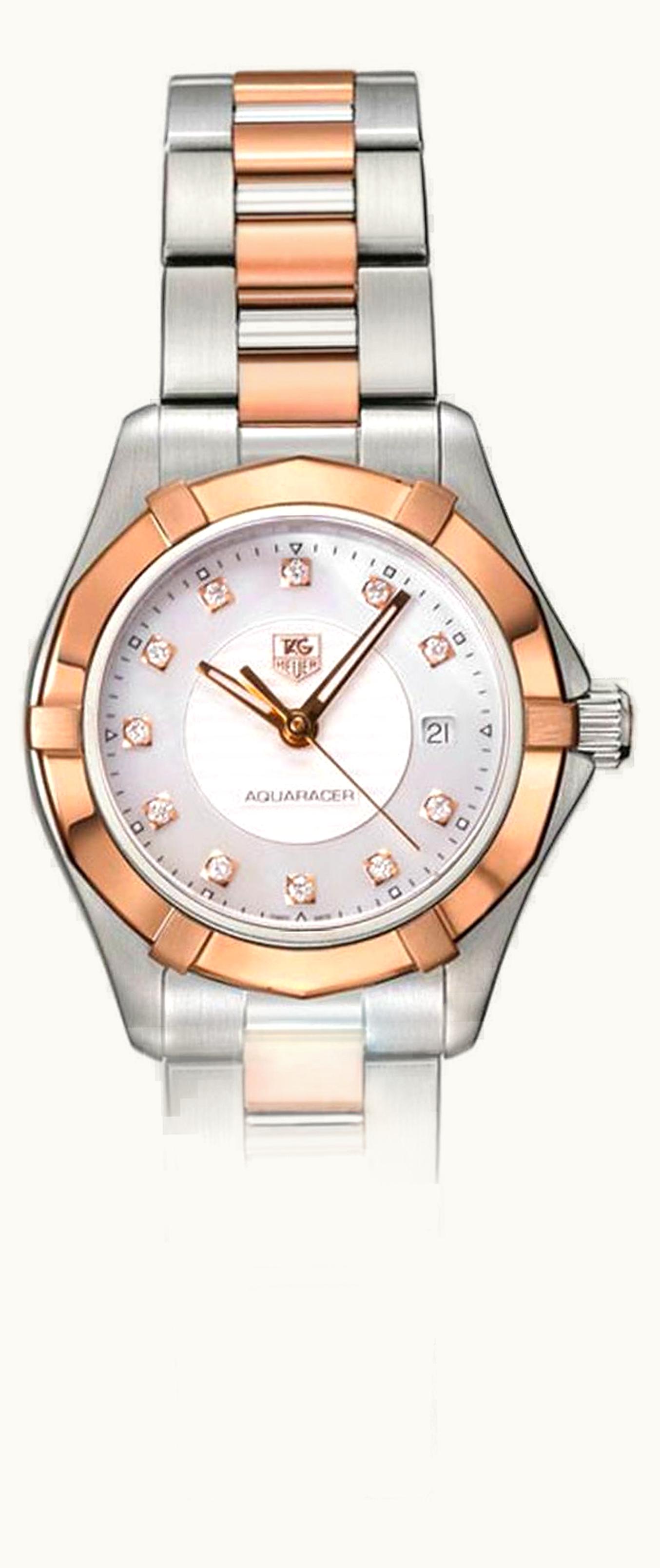 TAG Heuer Aquaracer 300M Quartz 27 Stainless Steel / Rose Gold / MOP - Diamond / Bracelet